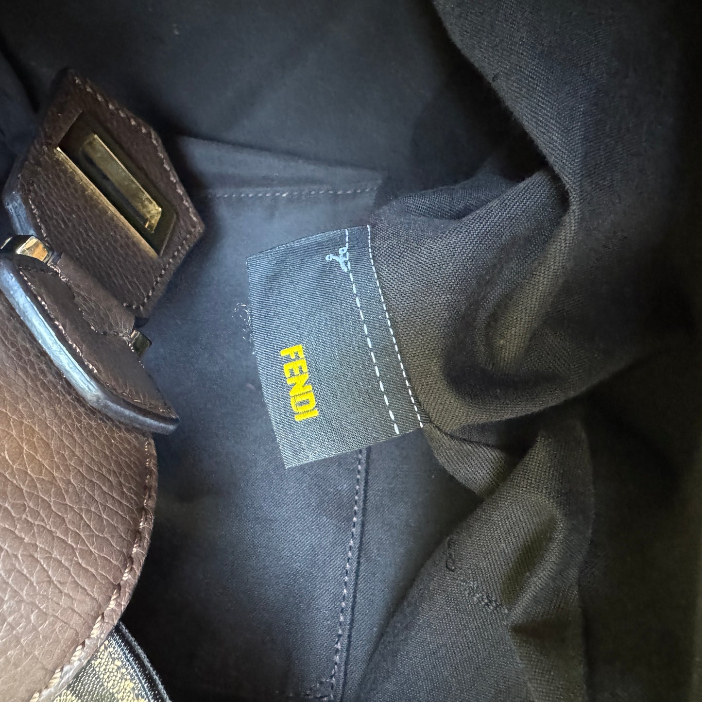 Fendi Turnlock Zucca Canvas Hobo Shoulder Bag
