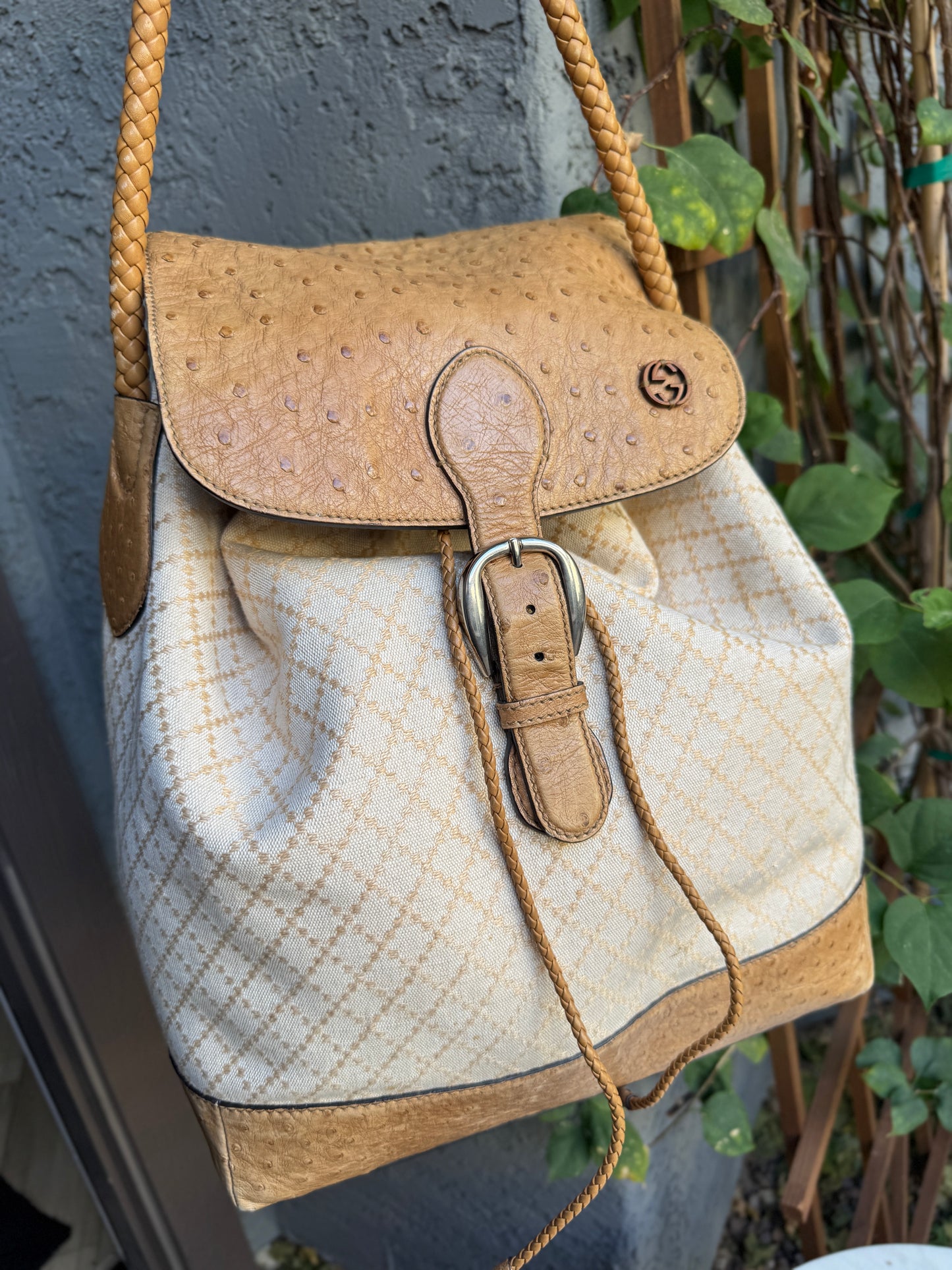 Gucci Ostrich Leather Convertible Backpack