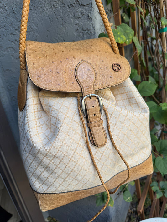 Gucci Ostrich Leather Convertible Backpack