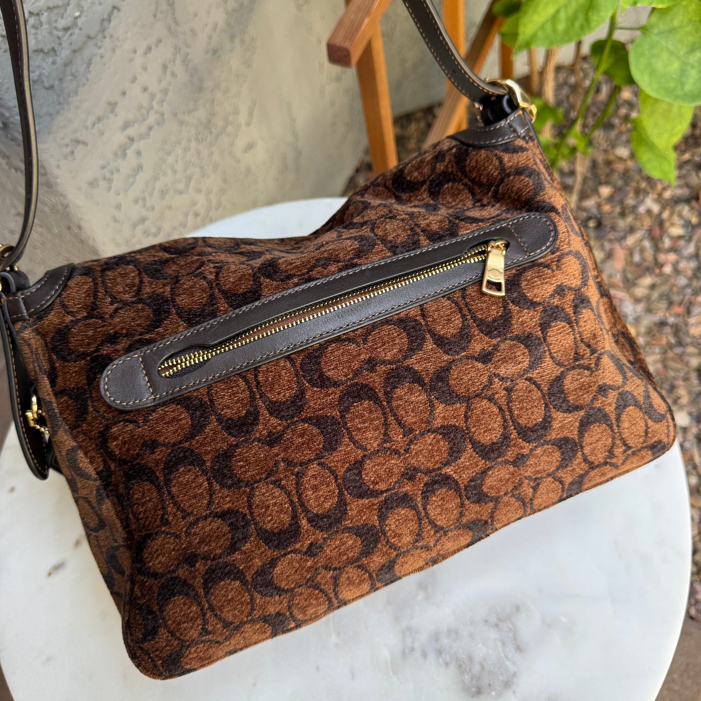 Coach Chenille Large Etta Flap Shoulder Bag