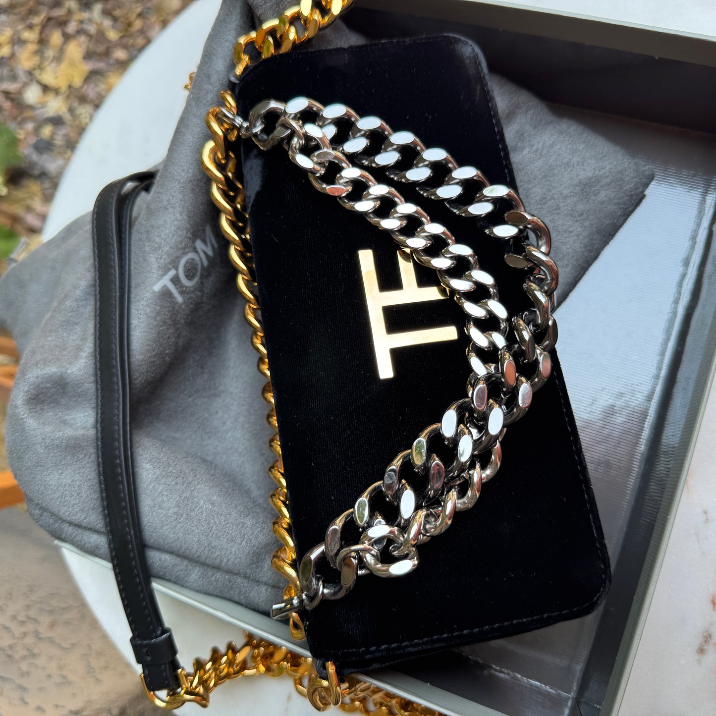 Tom Ford Triple Chain Velvet Crossbody