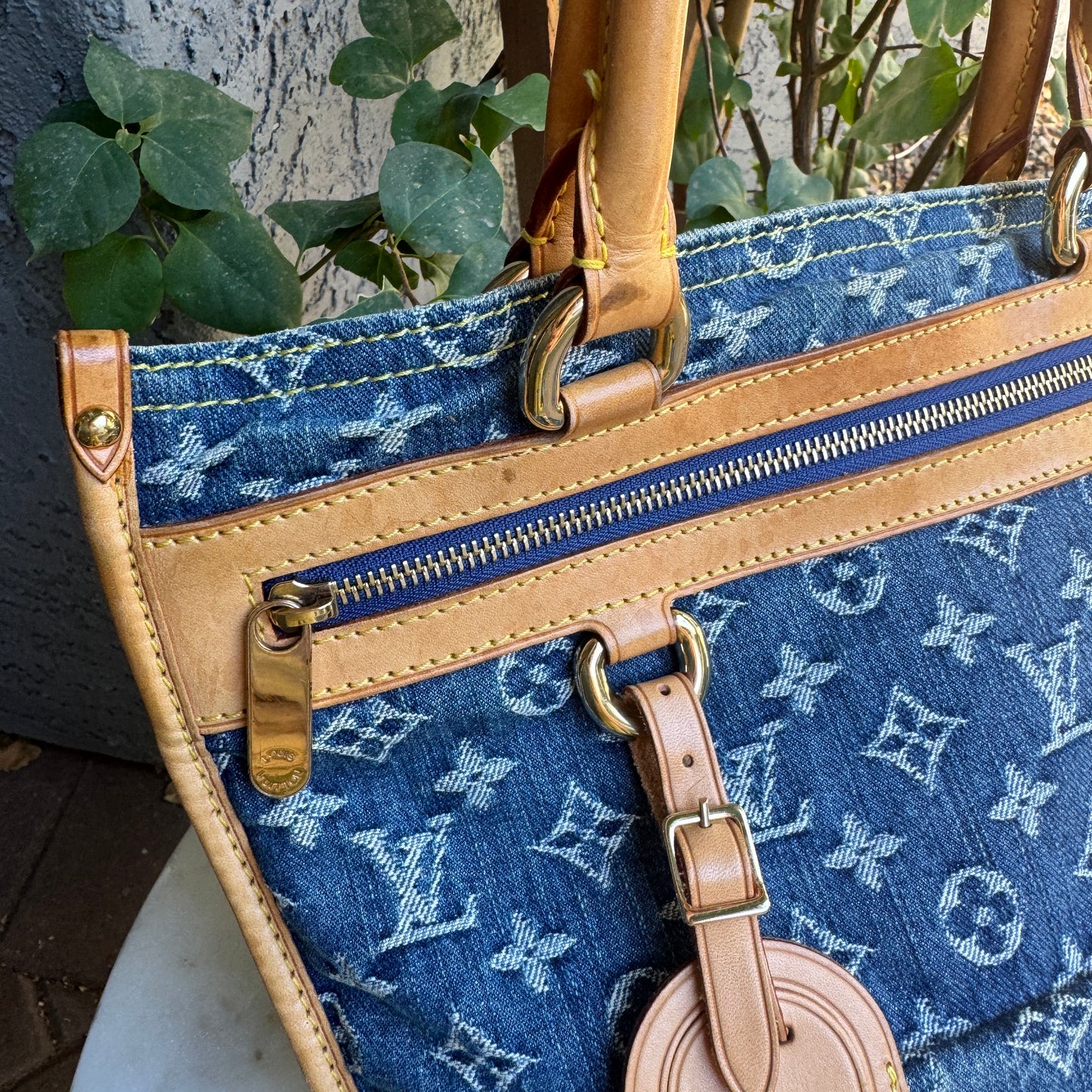 Louis Vuitton Vintage Monogram Denim Sac Plat Tote