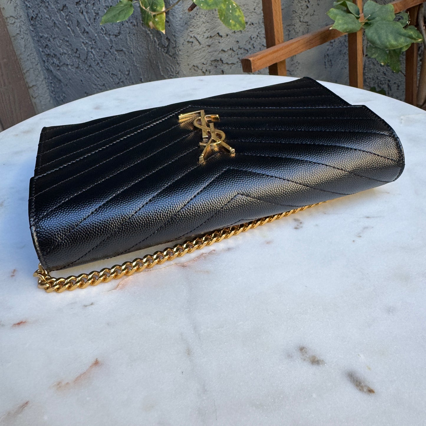 Saint Laurent Cassandre Matelassé Envelope Chain Wallet Crossbody