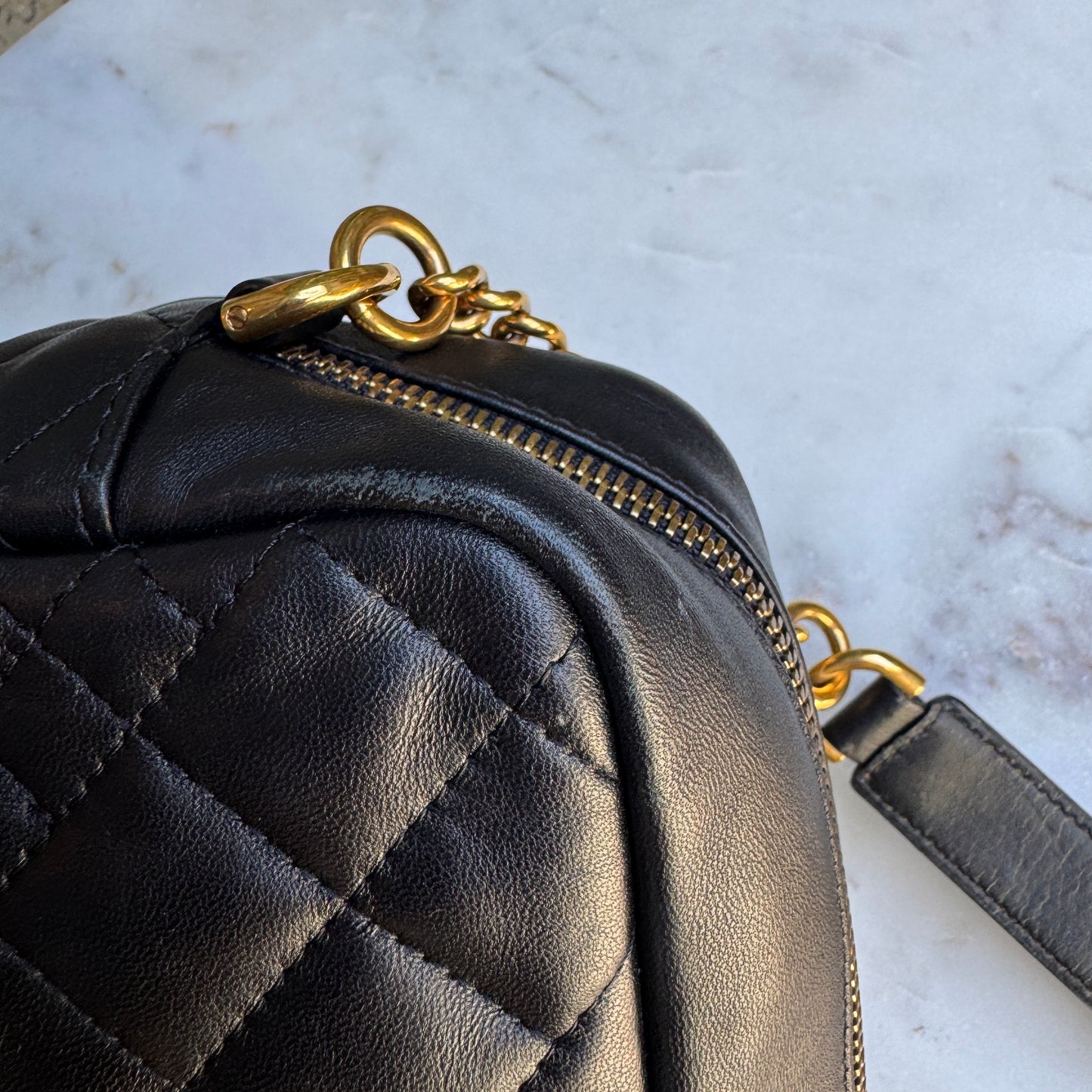 Versace Baroque Icon Quilted Leather Camera Crossbody Bag