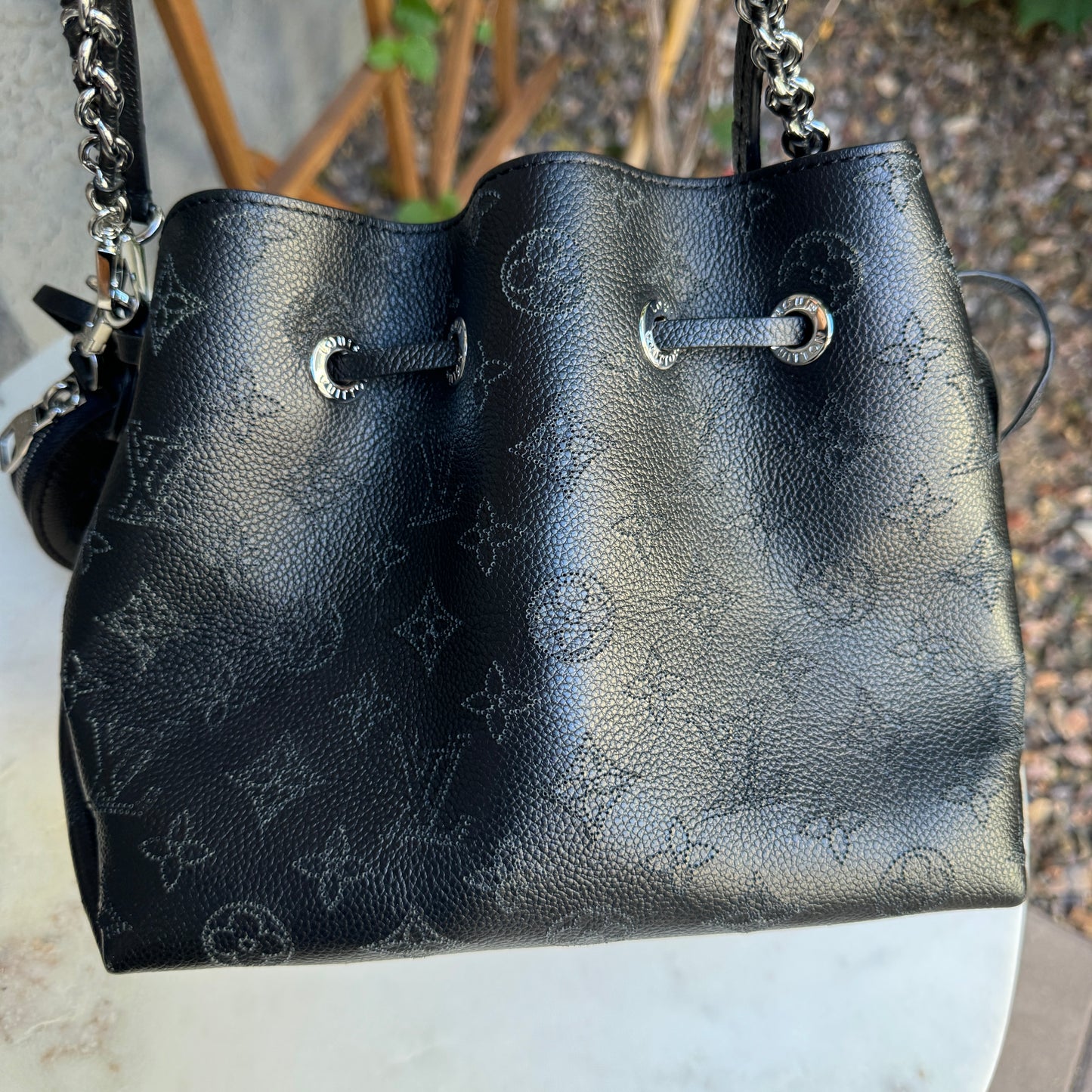 Louis Vuitton Bella Perforated Mahina Monogram Calf Leather Bucket Bag