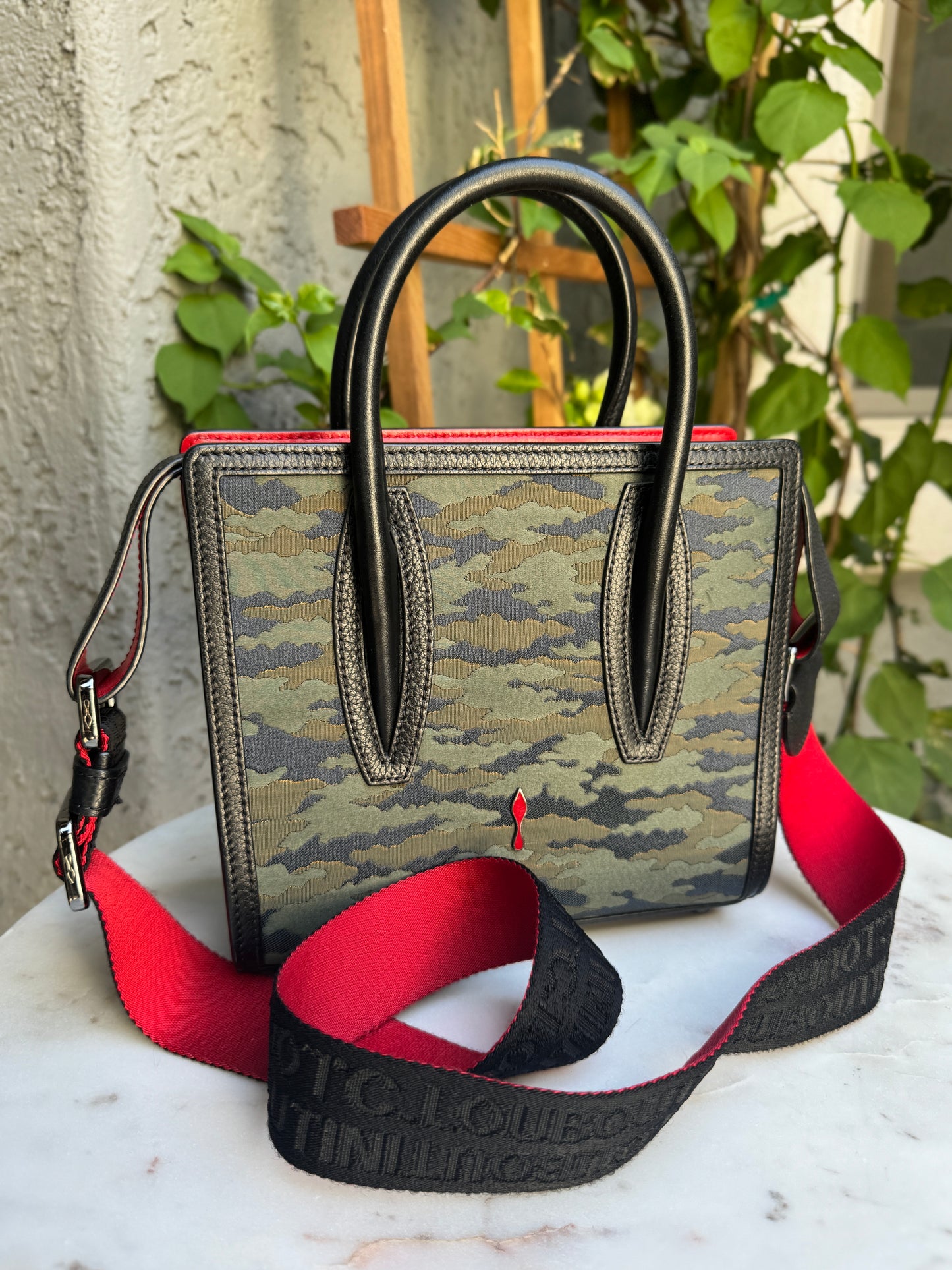 Christian Louboutin Jacquard Calfskin Camoloubi Mini Paloma Crossbody
