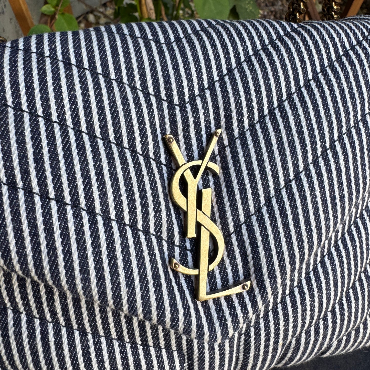 Saint Laurent Small Loulou Striped Chain Crossbody