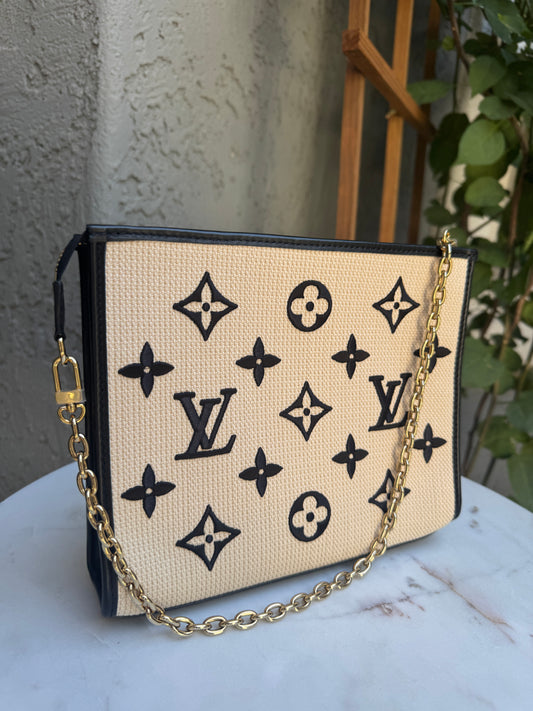 Louis Vuitton Raffia Toiletry 26 Pouch Pochette on Chain