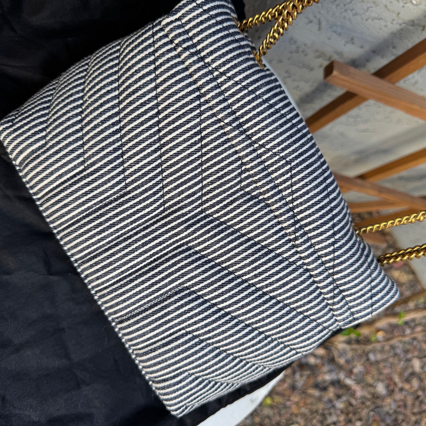 Saint Laurent Small Loulou Striped Chain Crossbody