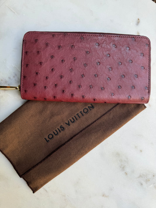 Louis Vuitton Limited Edition Ostrich Leather Zippy Wallet