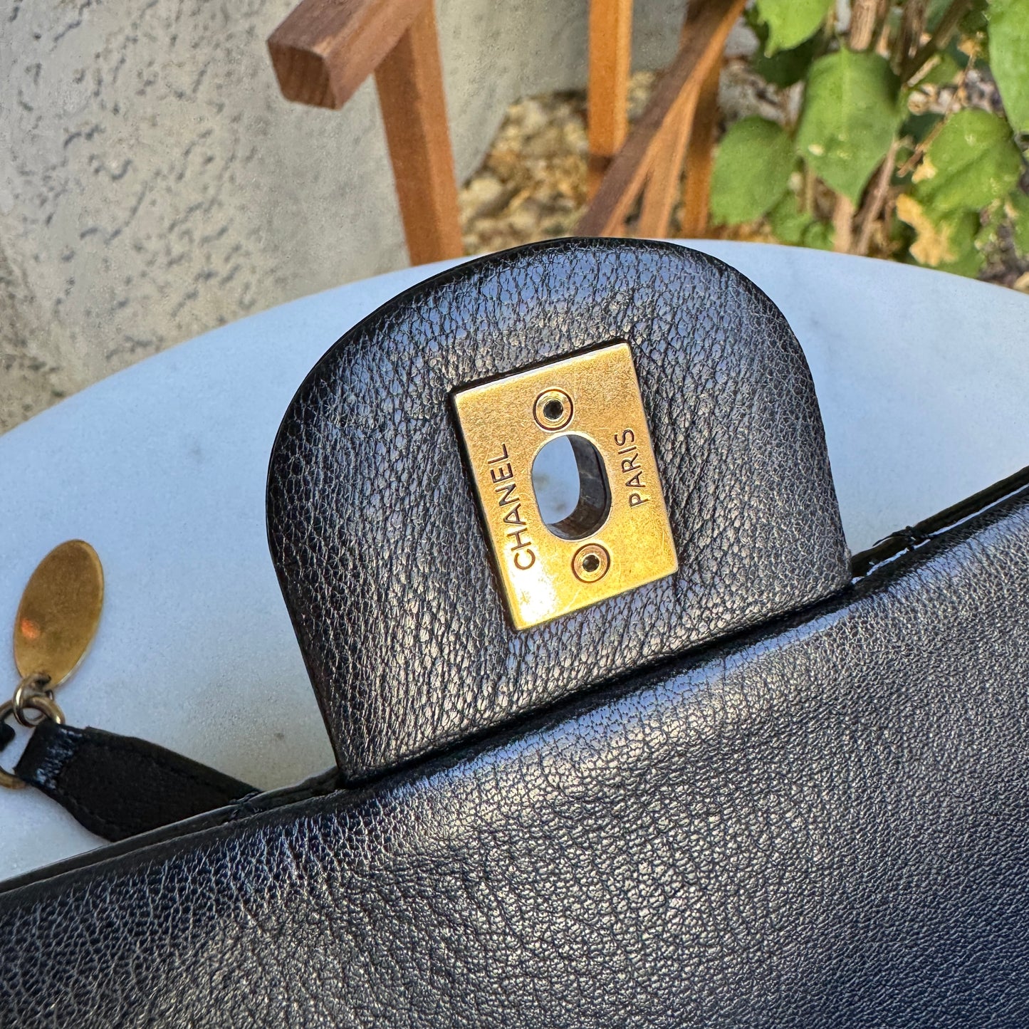 Chanel Quilted Patent Leather Medium Eyelet Single Flap Crossbody