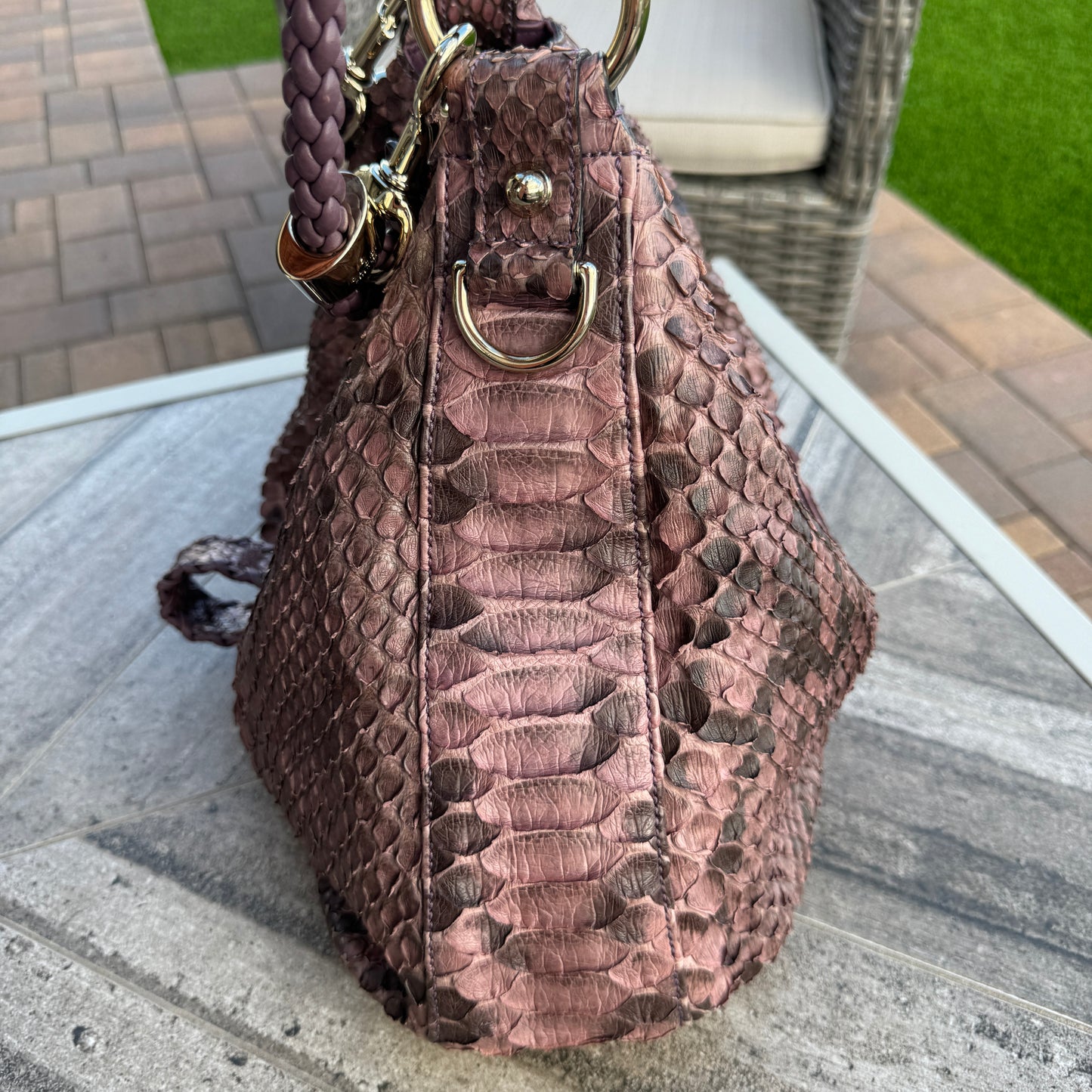 Gucci G Wave Python Hobo