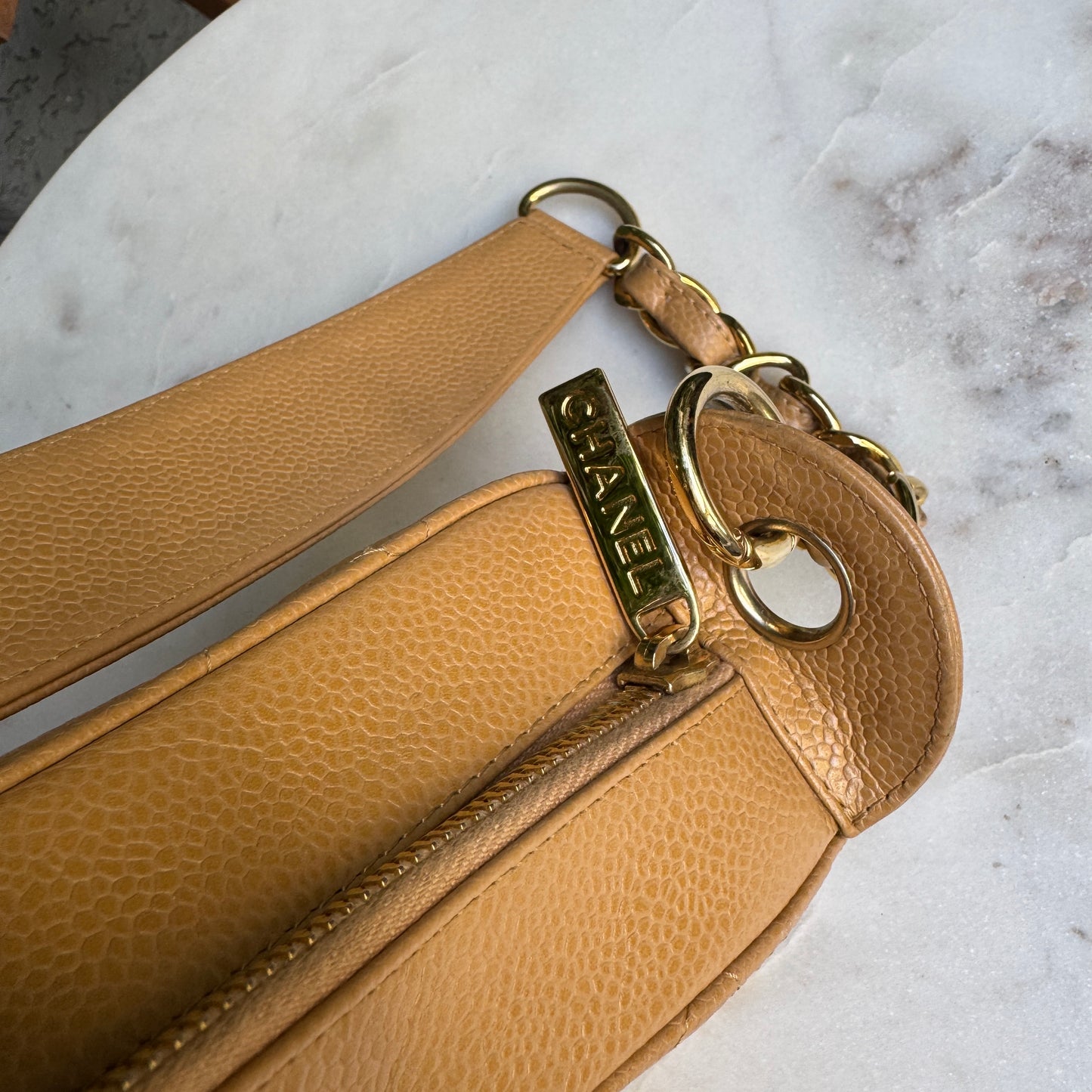 Chanel Timeless CC Quilted Caviar Leather Crescent Hobo Shoulder Bag