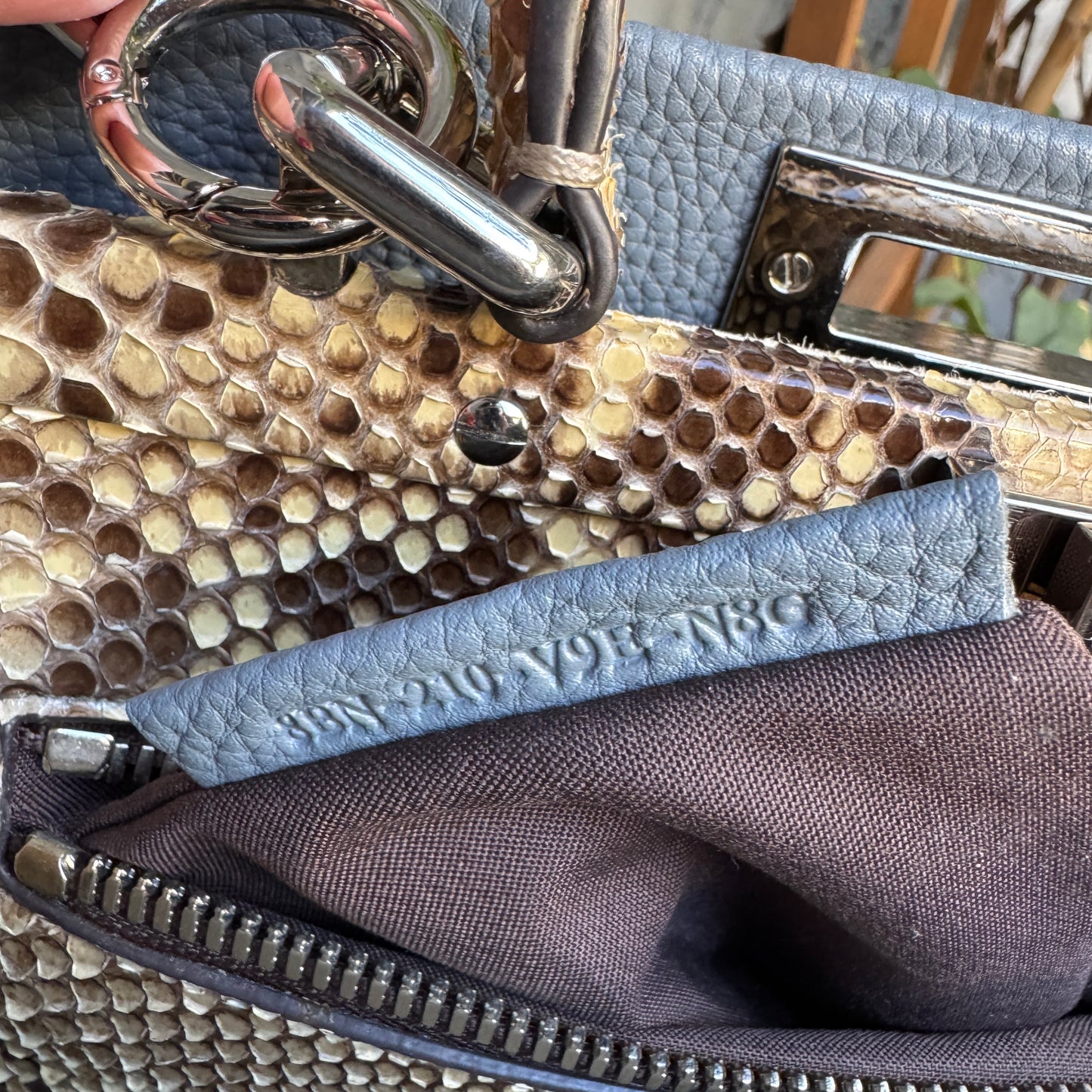 Fendi Cuoio Romano Selleria Leather Python Peekaboo Bag