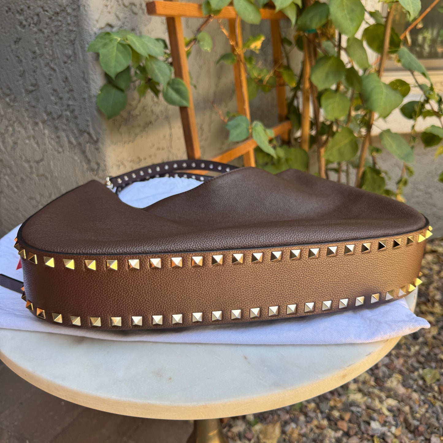 Valentino Garavani Rockstud Leather Hobo Bag