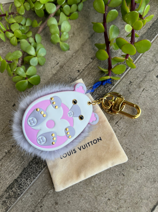 Louis Vuitton Porto Cle Hedgehog Keychain Mink Fur and Leather
