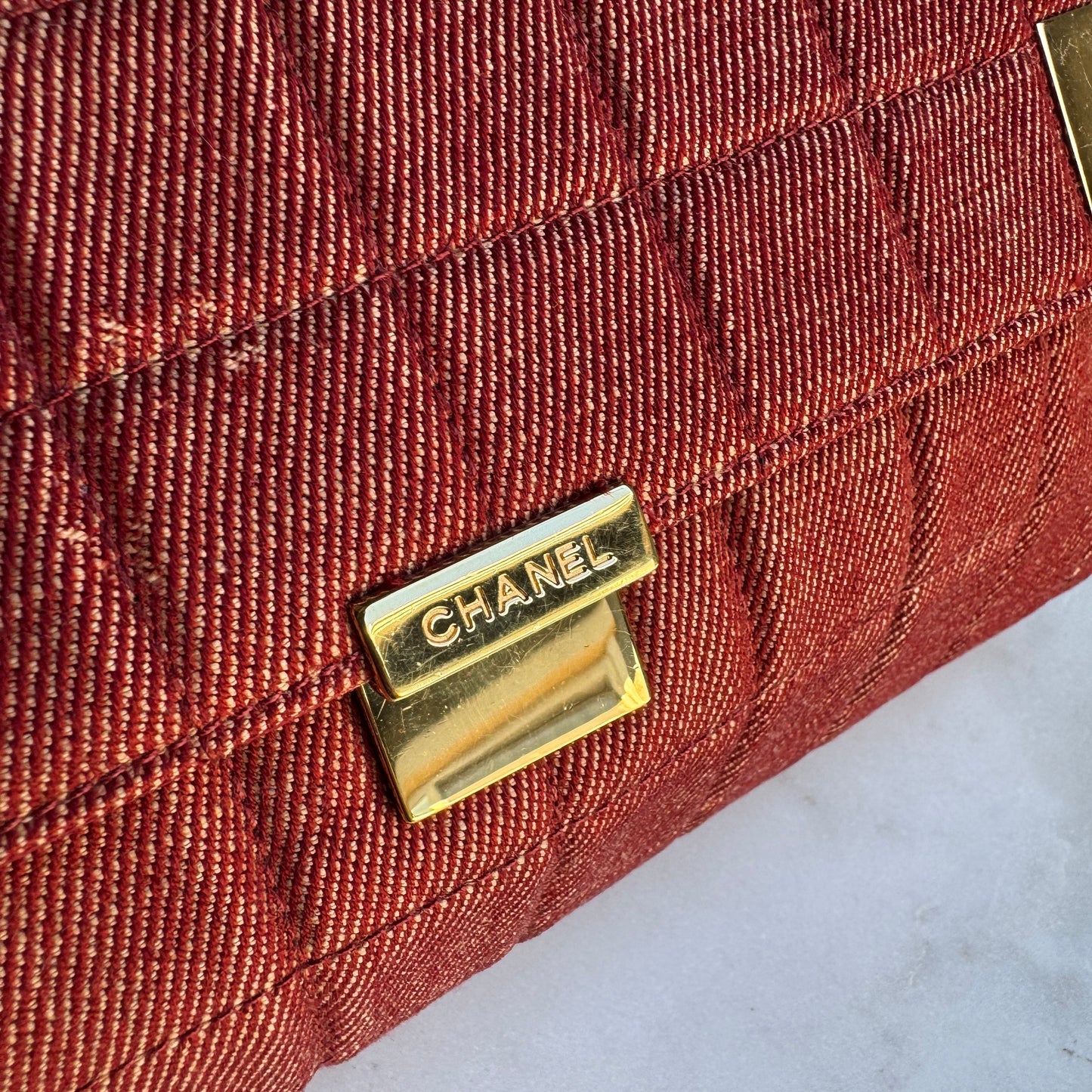 Chanel Vintage Denim Chocolate Bar Quilt Single Flap Shoulder Bag