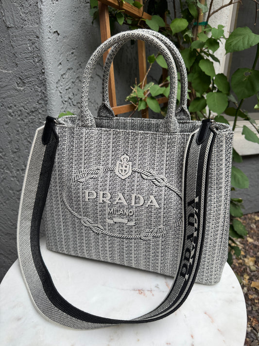 Prada Jacquard Knit Canapa Tote