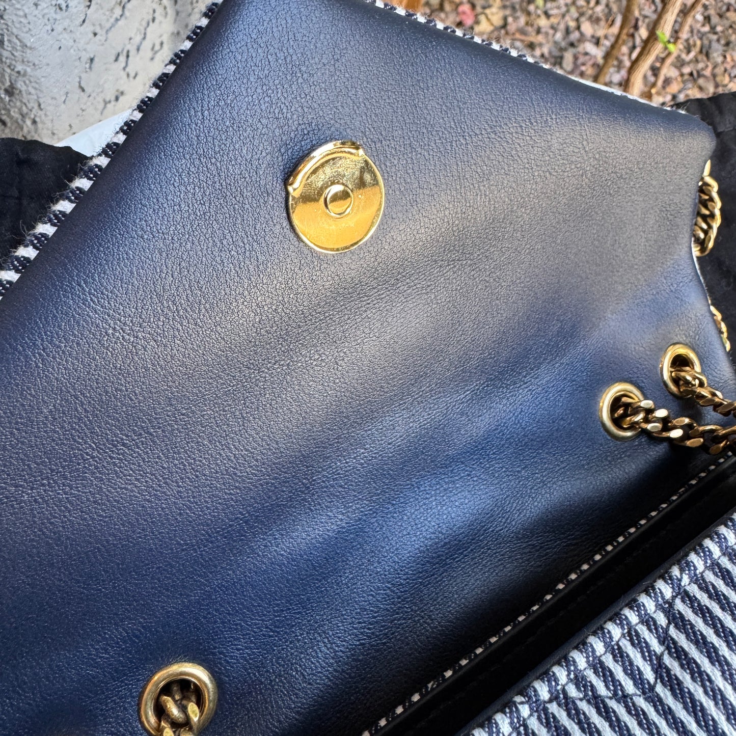 Saint Laurent Small Loulou Striped Chain Crossbody