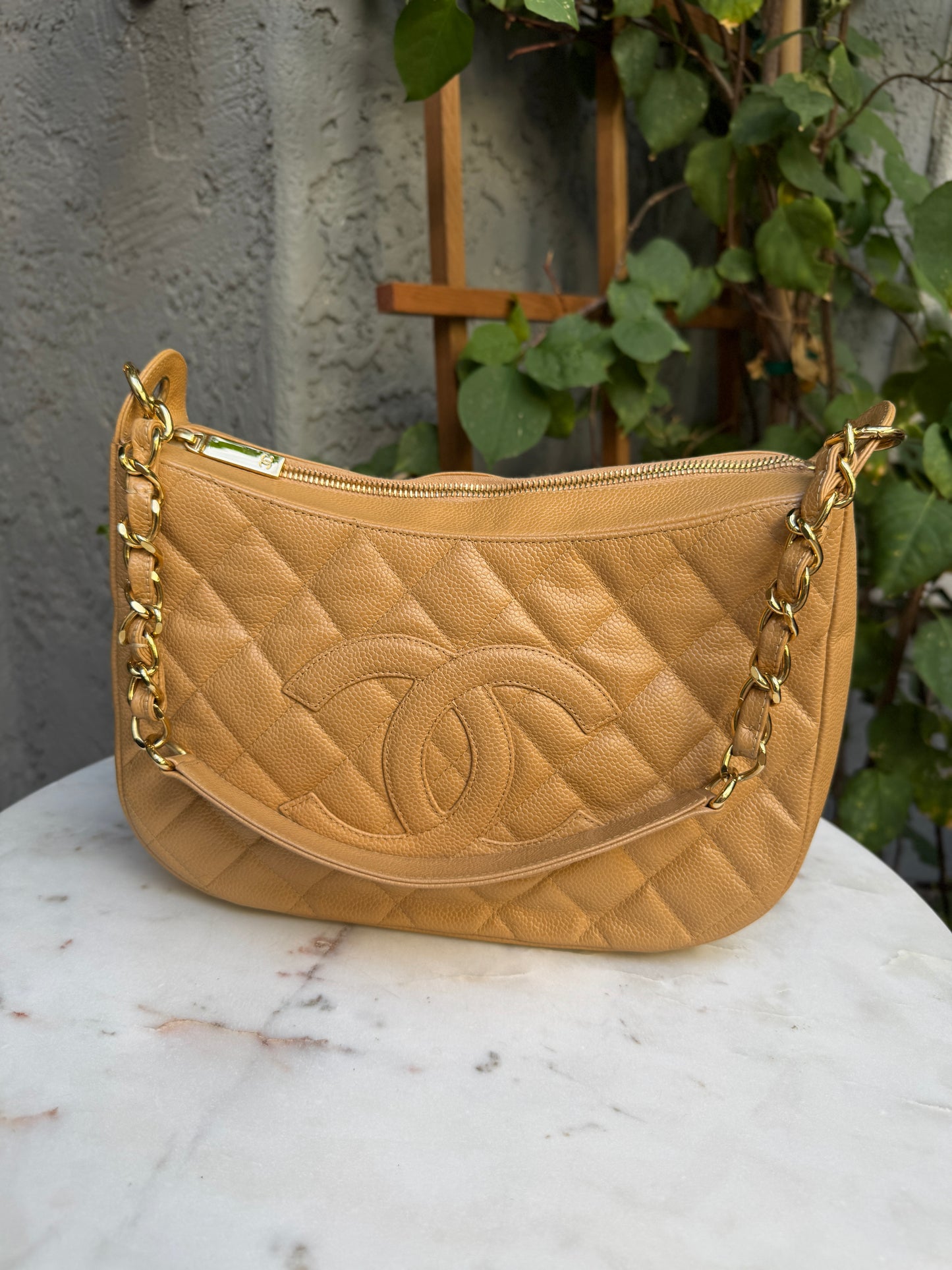 Chanel Timeless CC Quilted Caviar Leather Crescent Hobo Shoulder Bag
