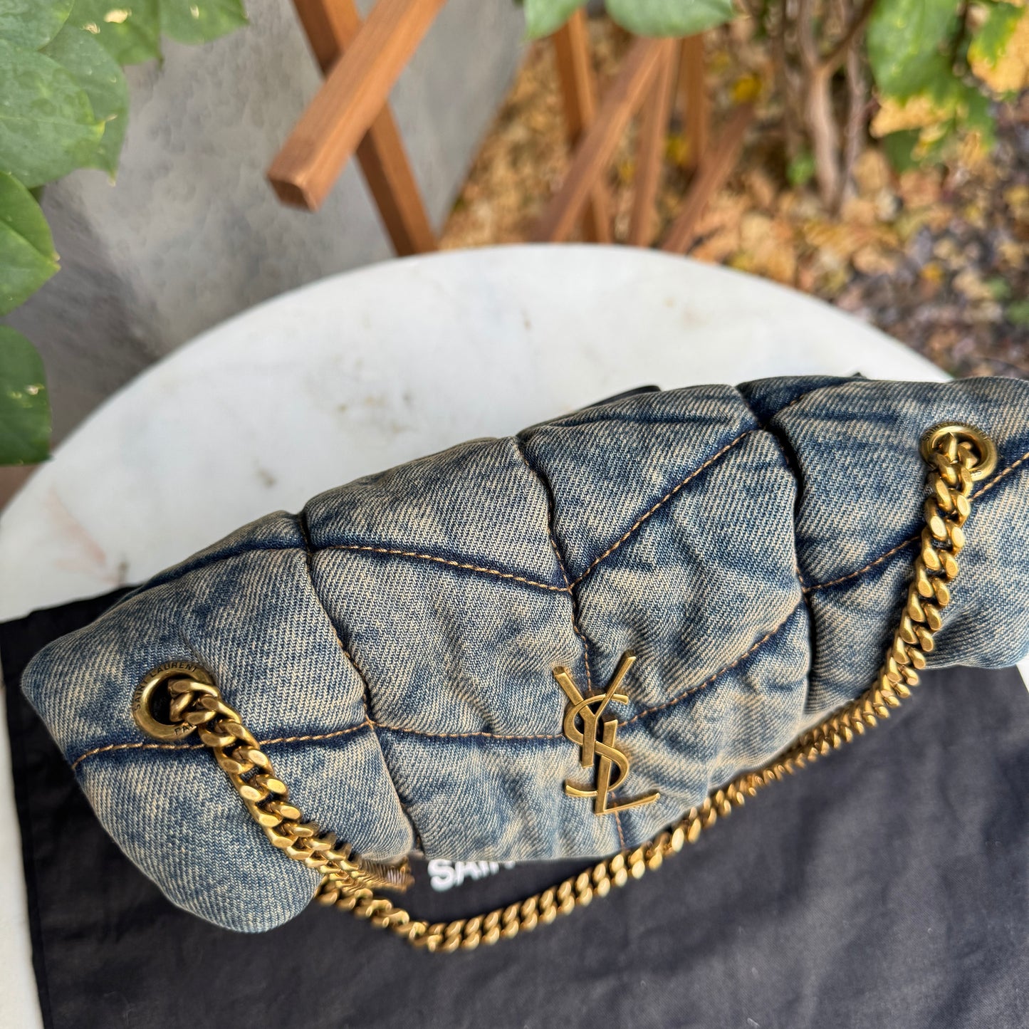 Saint Laurent Denim Toy LouLou Puffer Crossbody