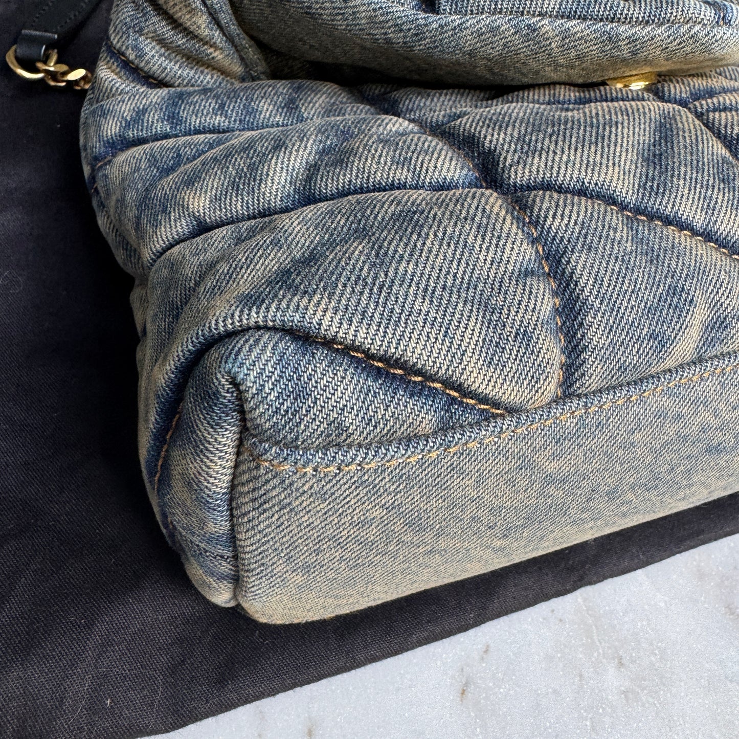 Saint Laurent Denim Toy LouLou Puffer Crossbody