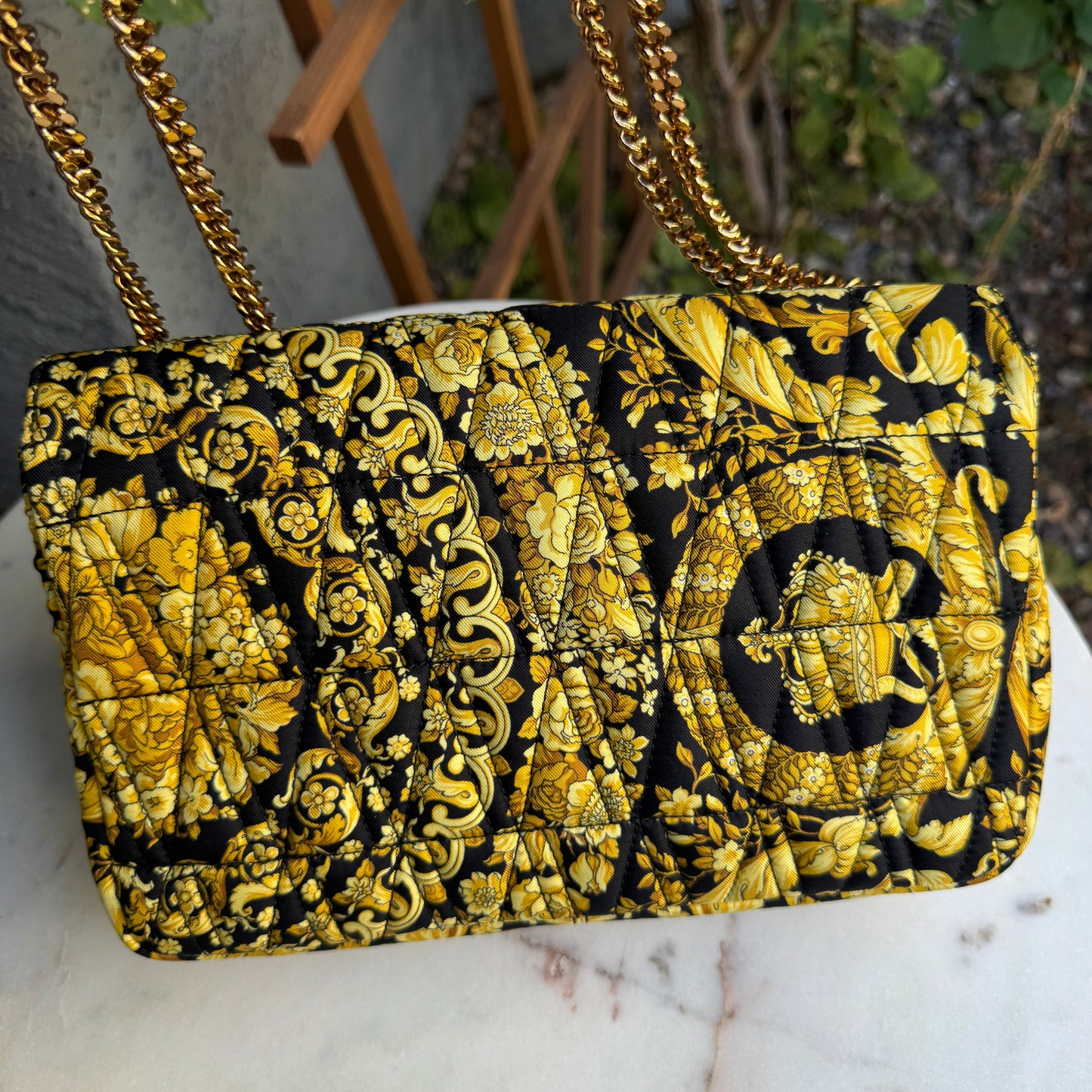 Versace Virtus Barocco Chain Flap Crossbody