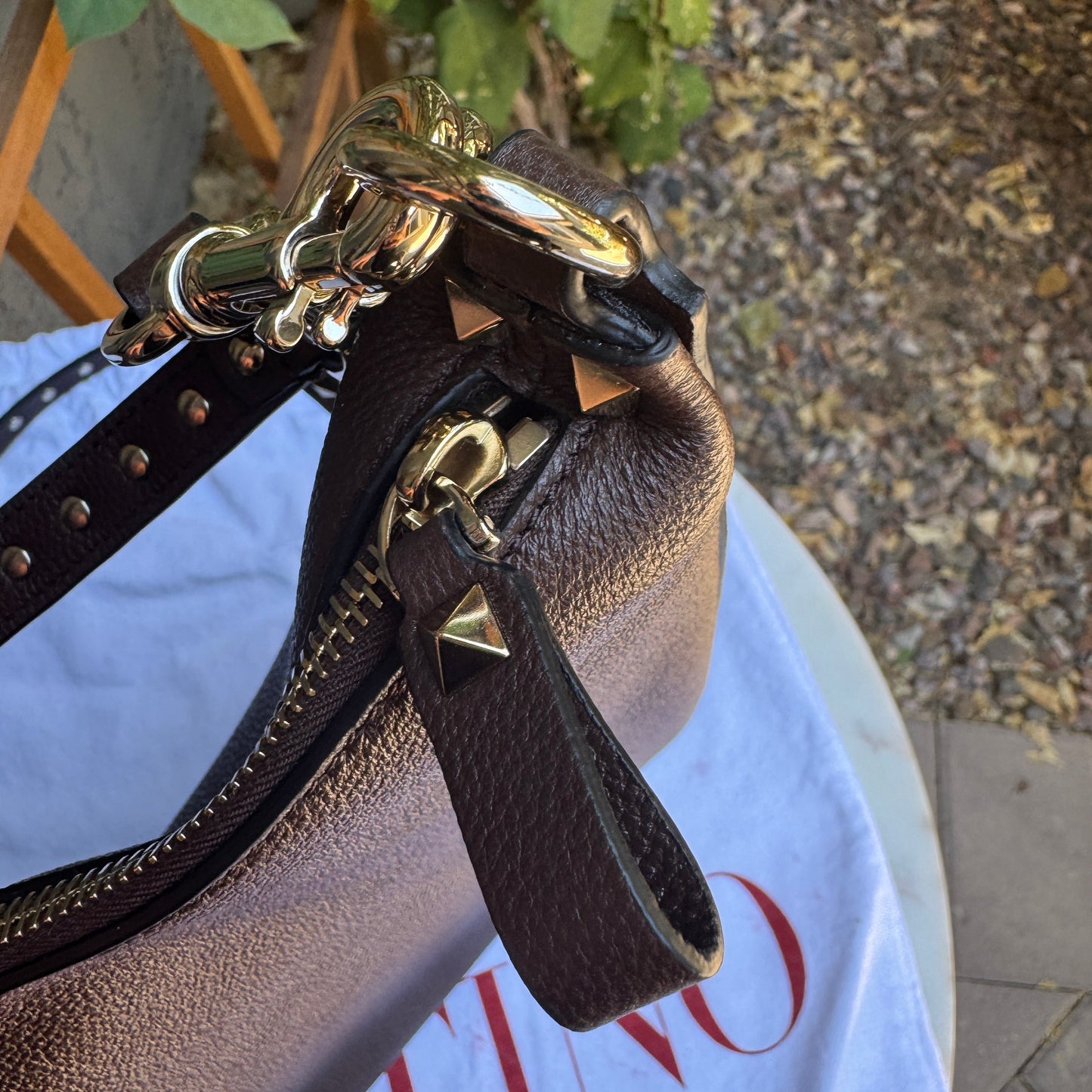 Valentino Garavani Rockstud Leather Hobo Bag
