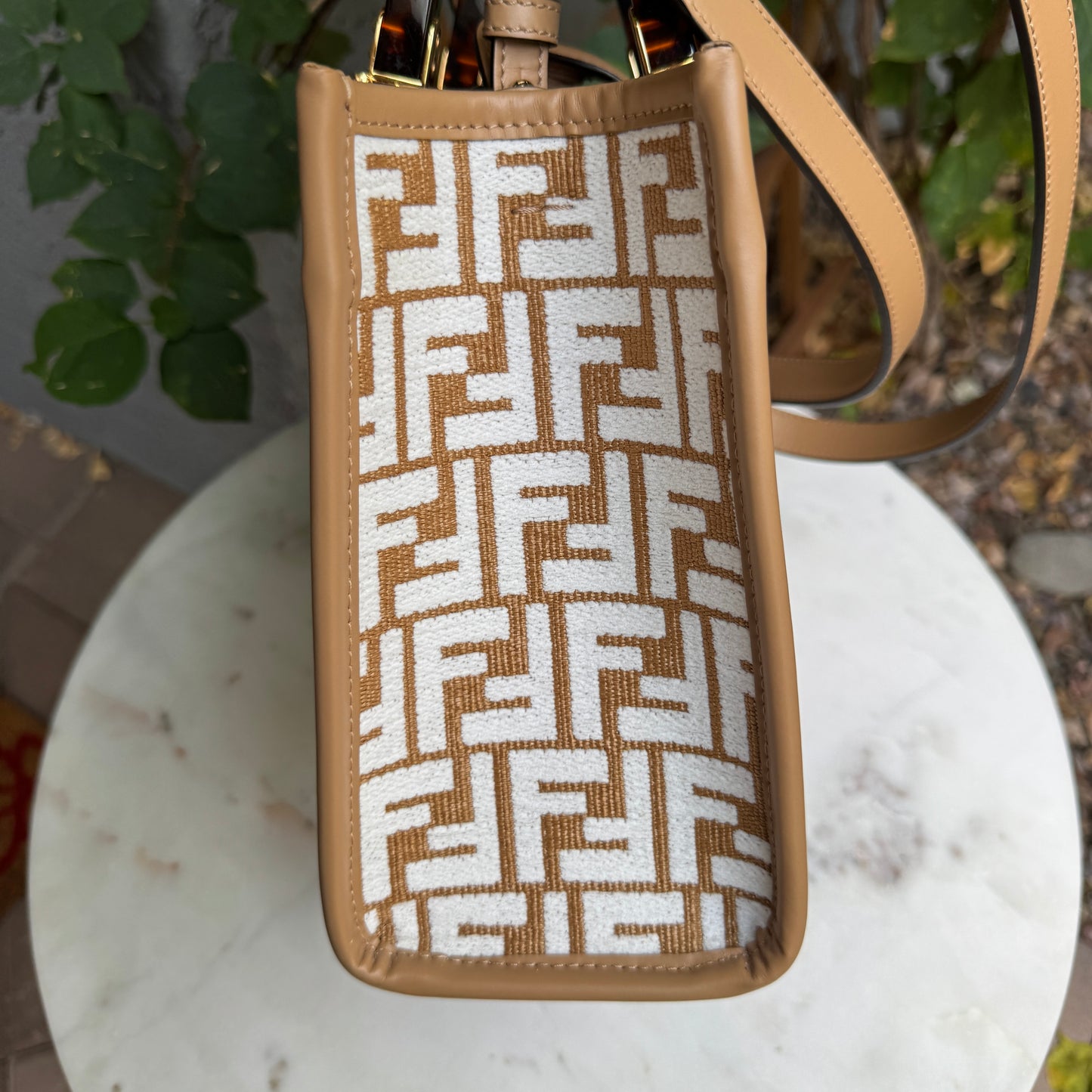 Fendi Small Zucca Monogram Woven Sunshine Shopper Tote