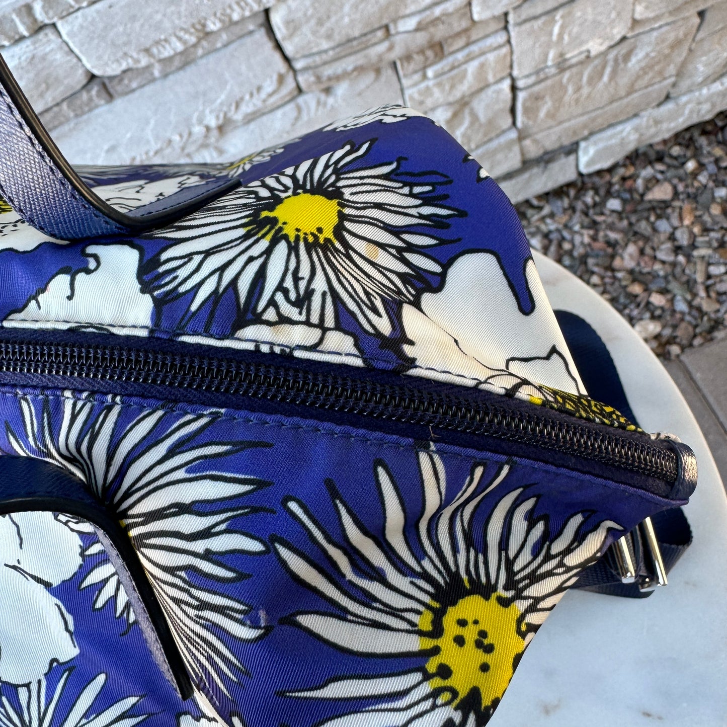 Prada Tessuto Stampat Flower Leather & Nylon Shopper Tote