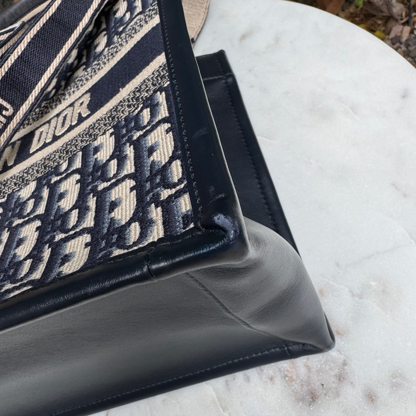 Christian Dior Oblique Embroidery and Calfskin Small Book Tote