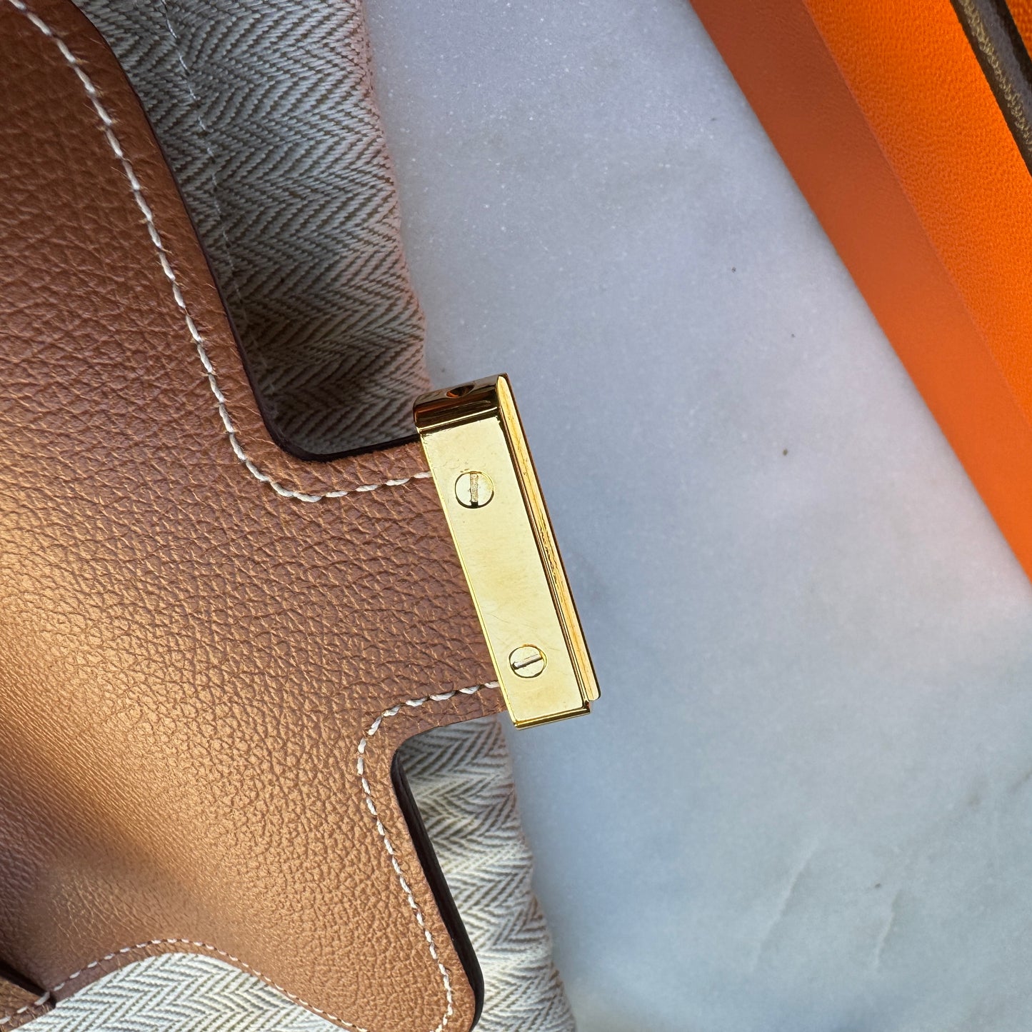 Hermès Gold Evercolor Leather Constance Slim Belt Bag Wallet
