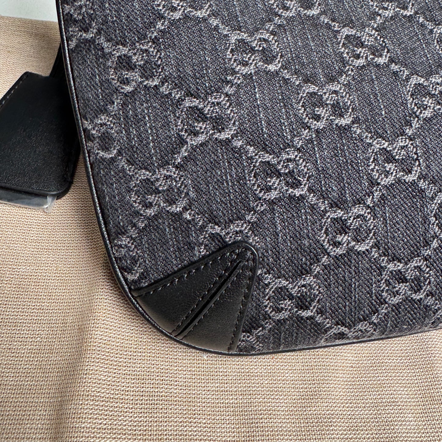 Gucci Horsebit Monogram Denim Slim Shoulder Bag
