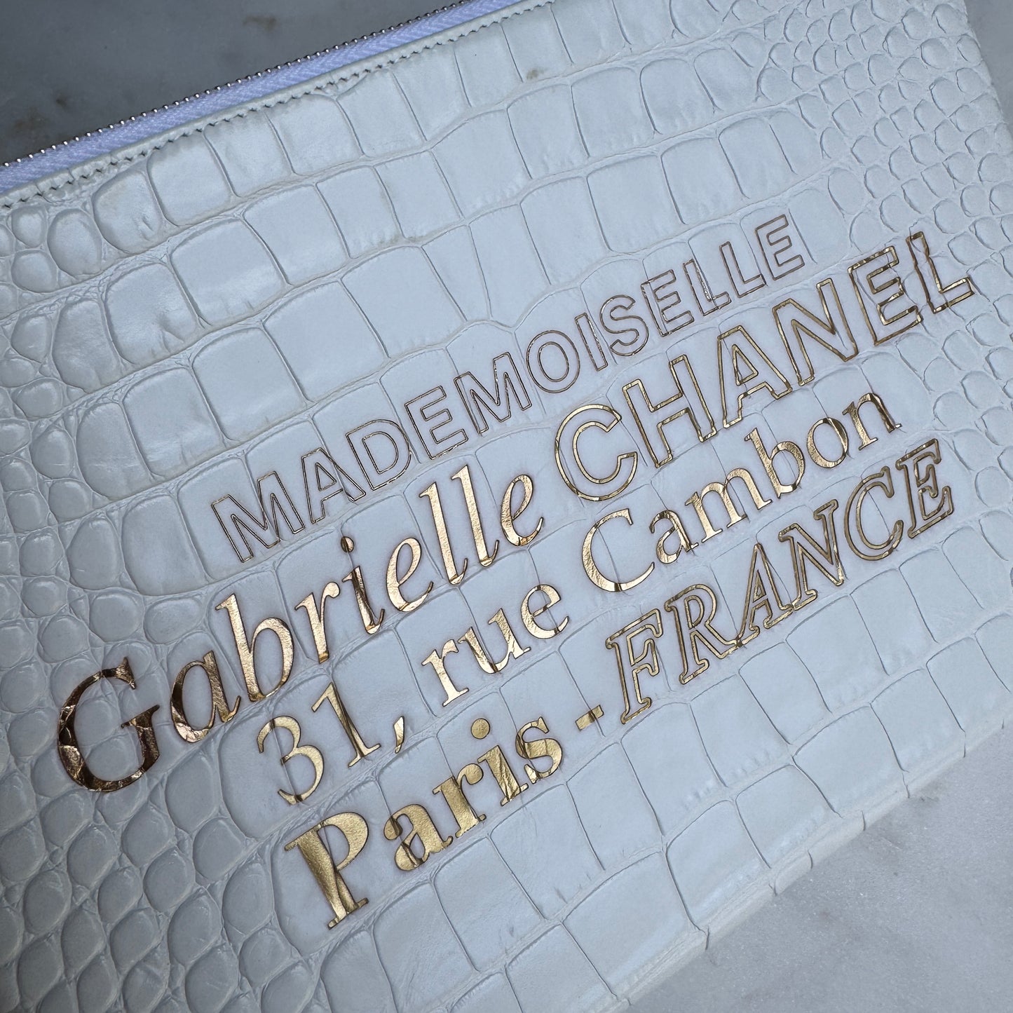 Chanel Croc Embossed Leather O-Case Clutch
