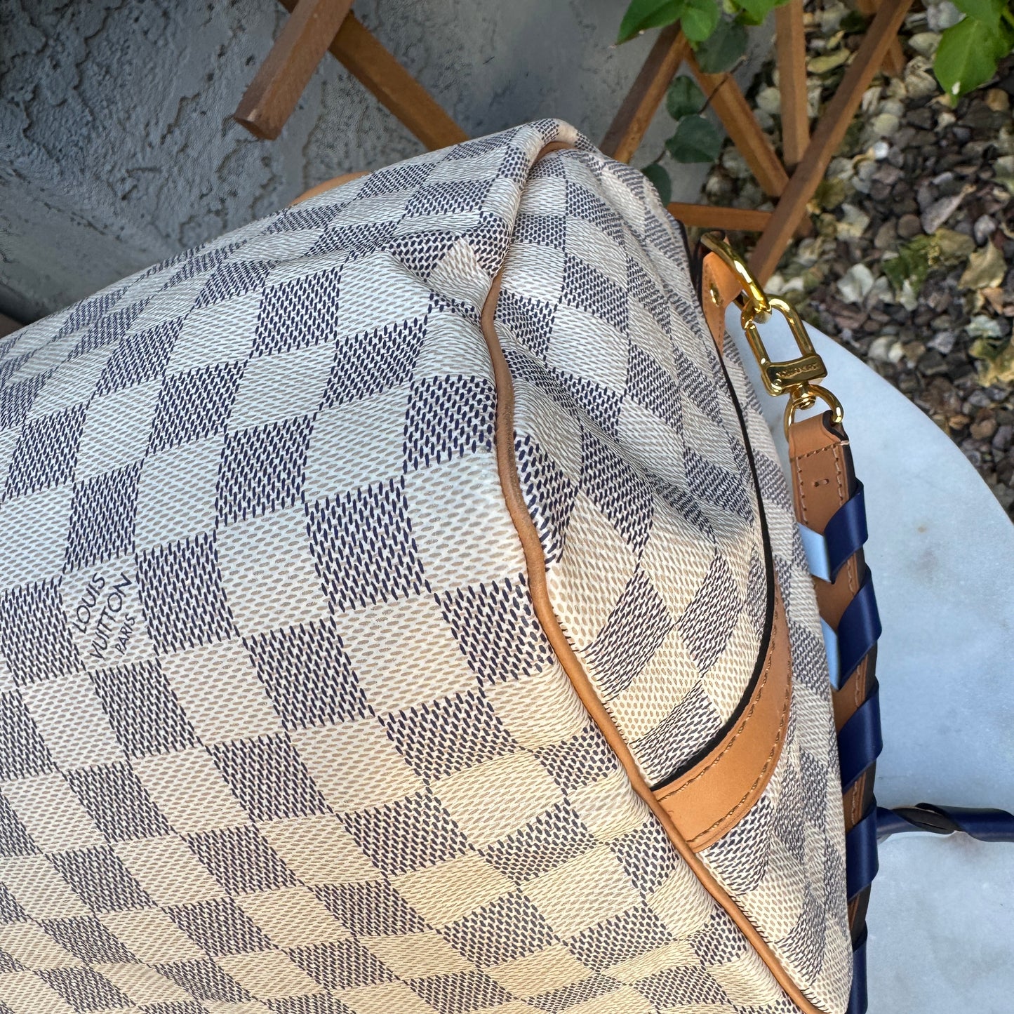 Louis Vuitton Damier Azur Canvas Braided Speedy 30 Bandouliere