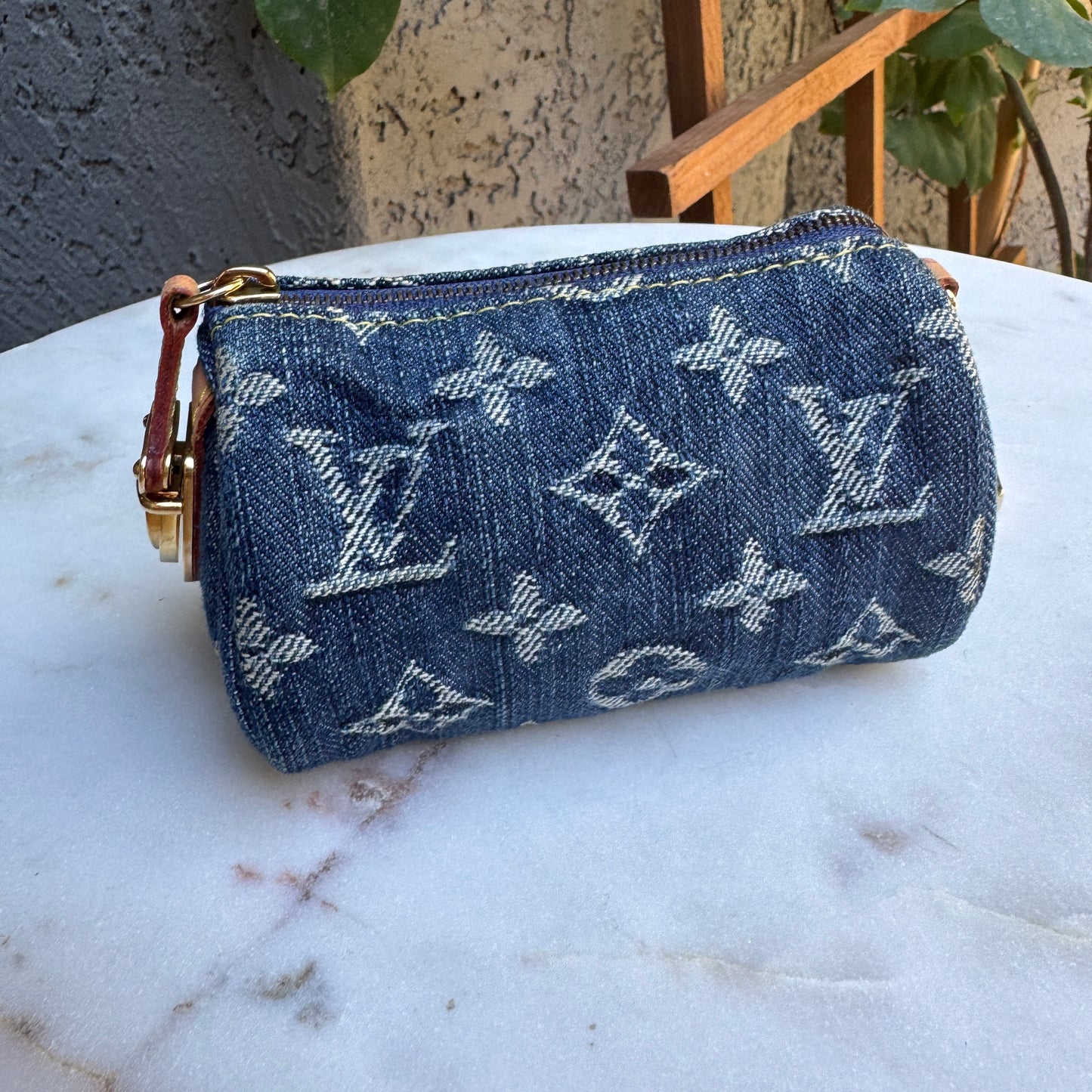 Louis Vuitton Vintage Monogram Denim Trousse Speedy Pouch