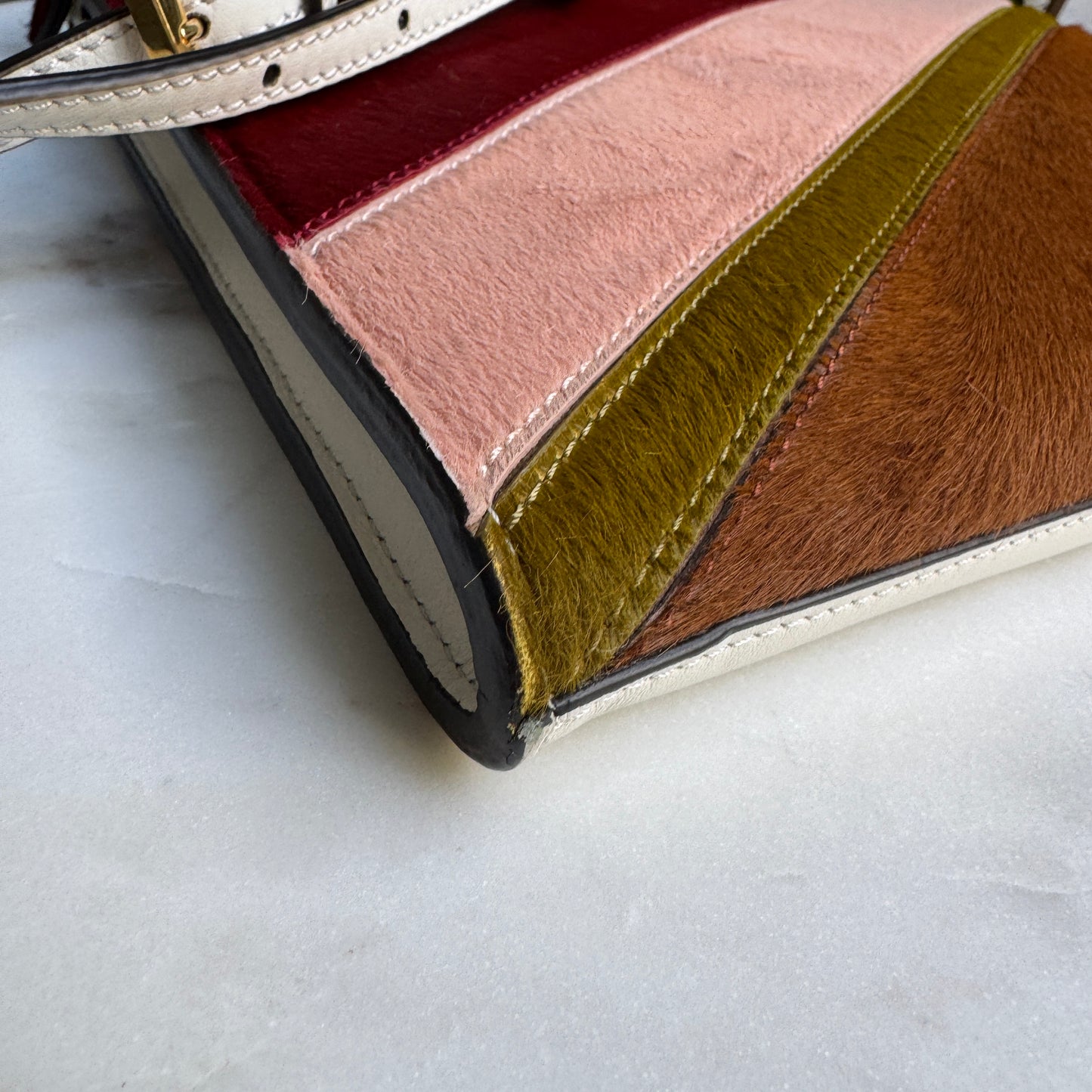 Fendi Pony Hair Leather Peekaboo Clutch Crossbody