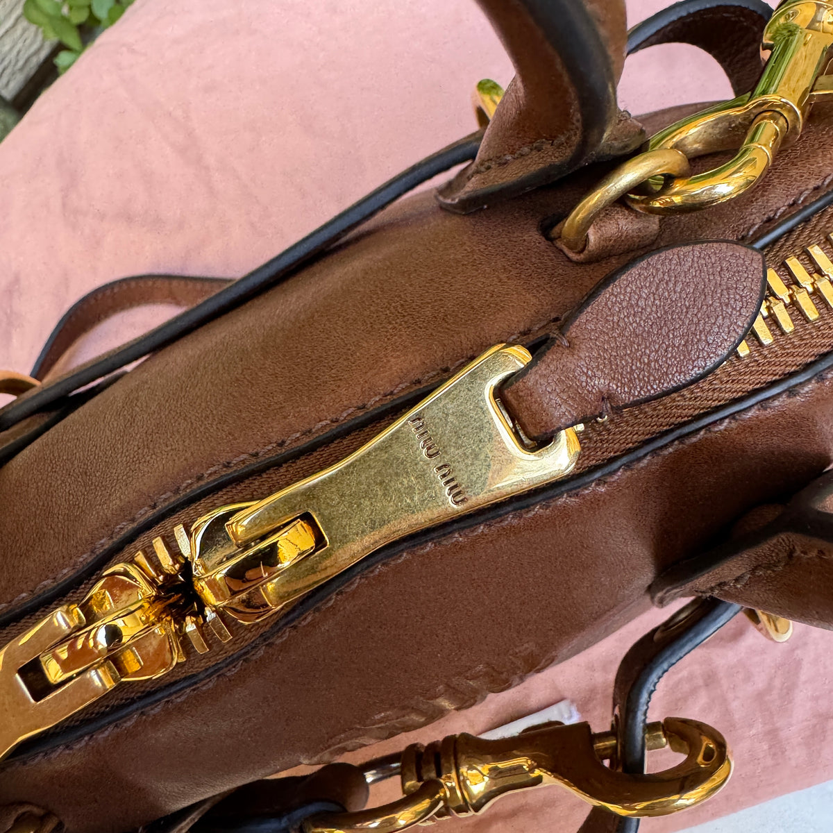 Miu Miu Adventure Nappa Leather Top Handle Bag