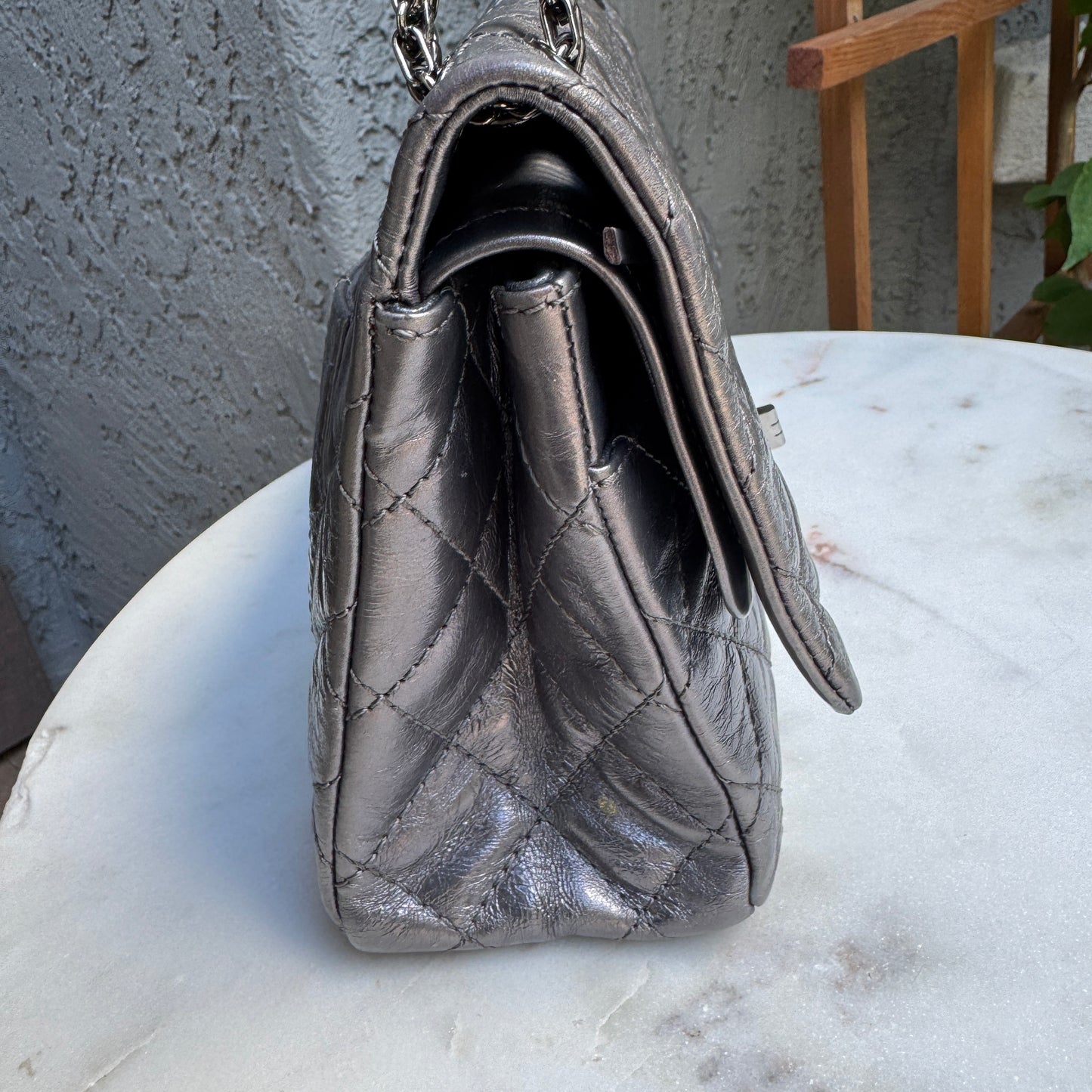 Chanel 2.55 Reissue 227 Double Flap Metallic Aged Calfskin Shoulder Bag