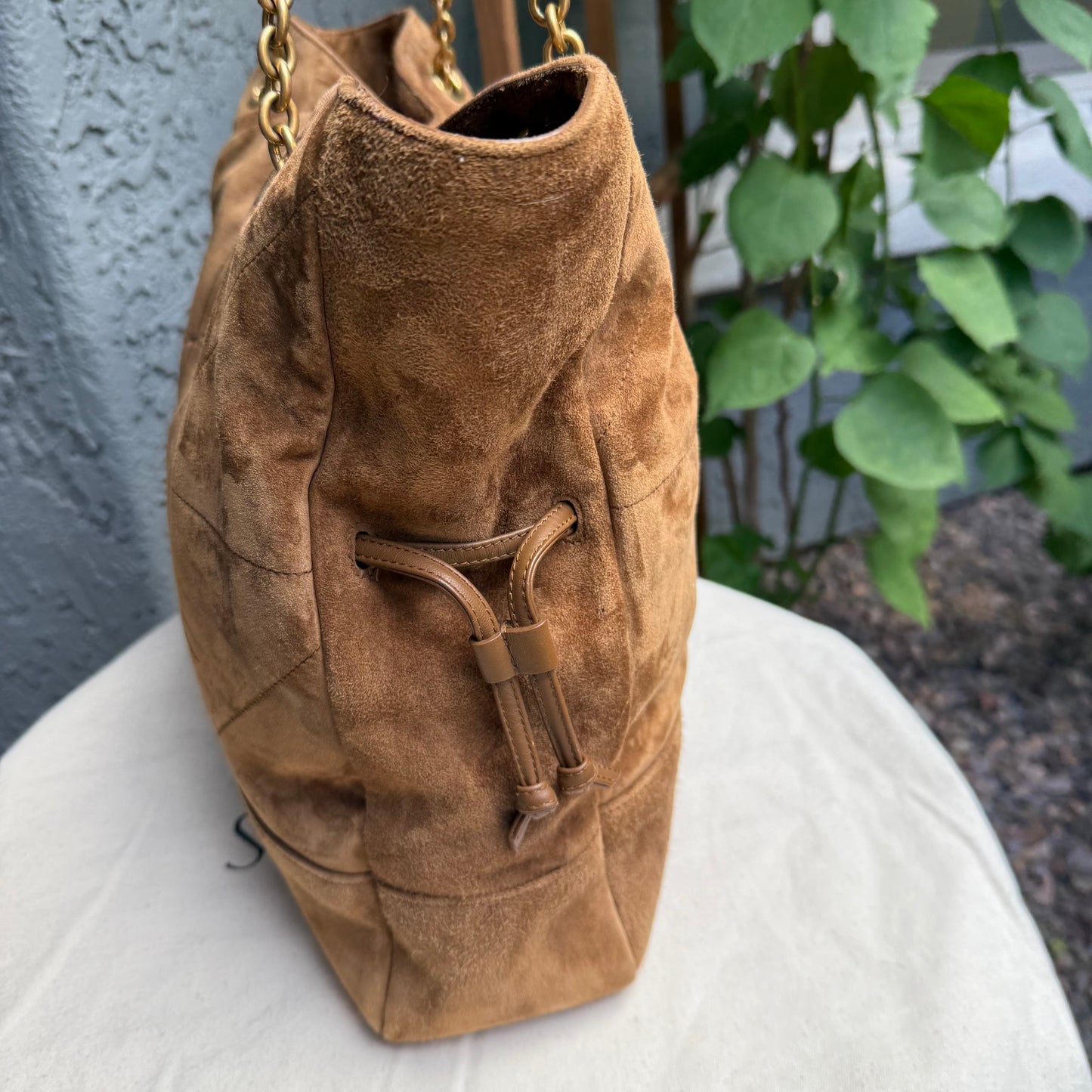 Saint Laurent Suede Leather Medium Jamie Shopping Bag with Pouch