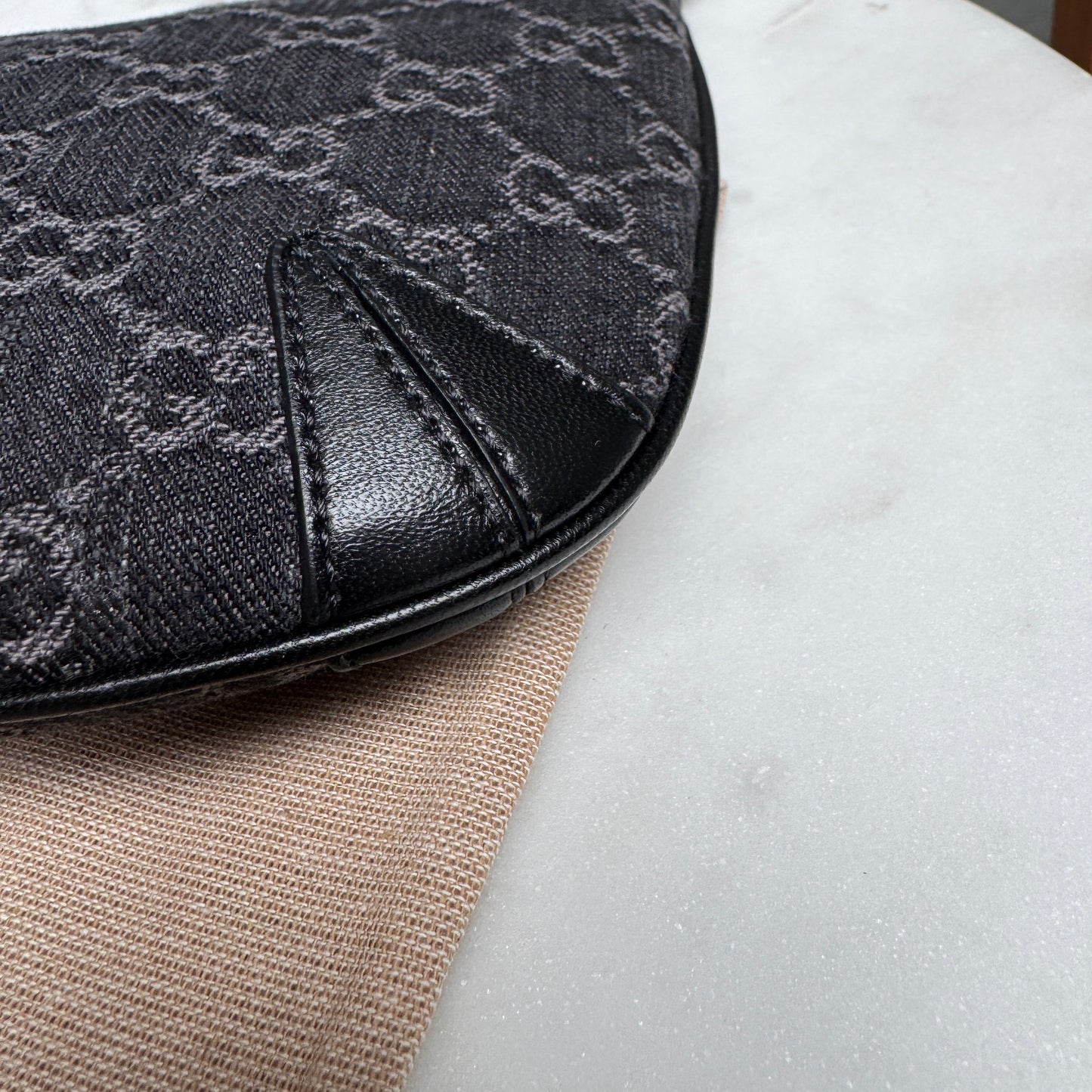 Gucci Horsebit Monogram Denim Slim Shoulder Bag