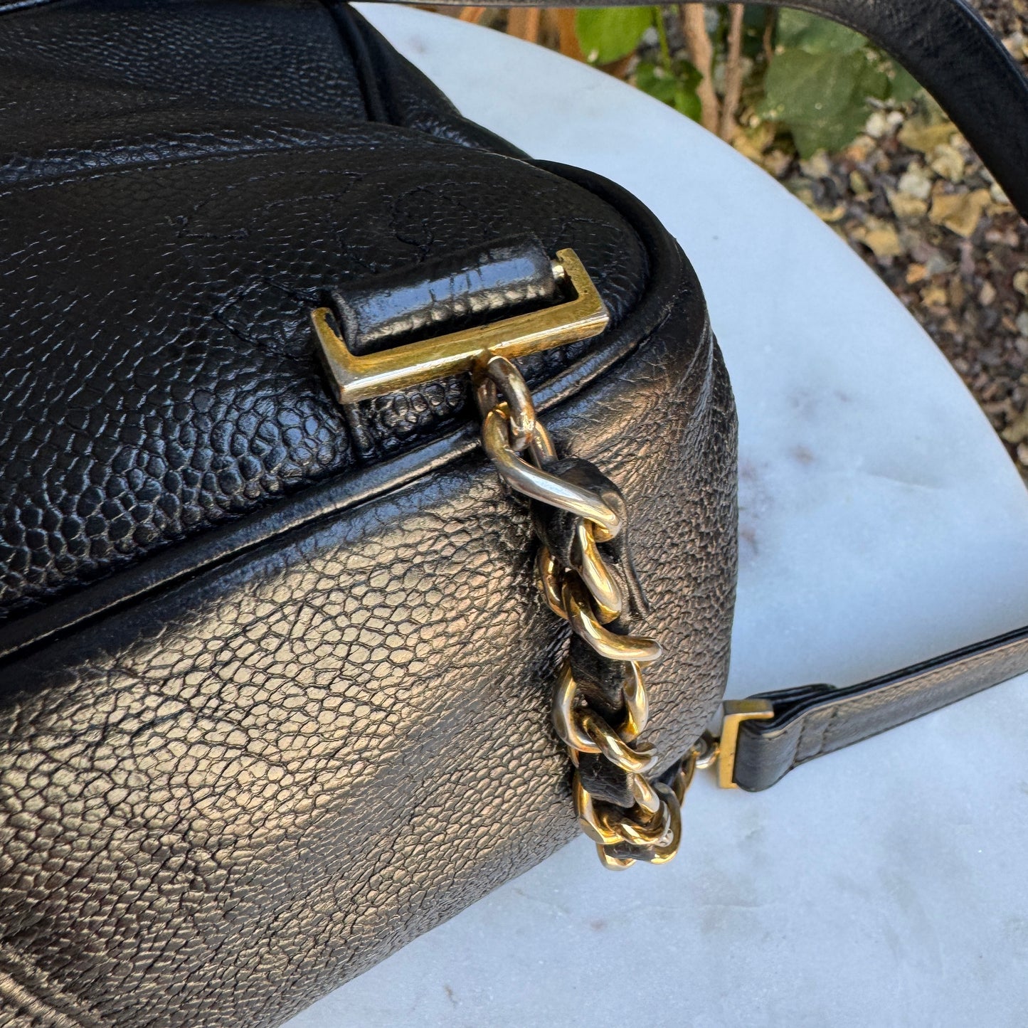 Chanel Vintage Triple Stitched CC Drawstring Flap Caviar Backpack