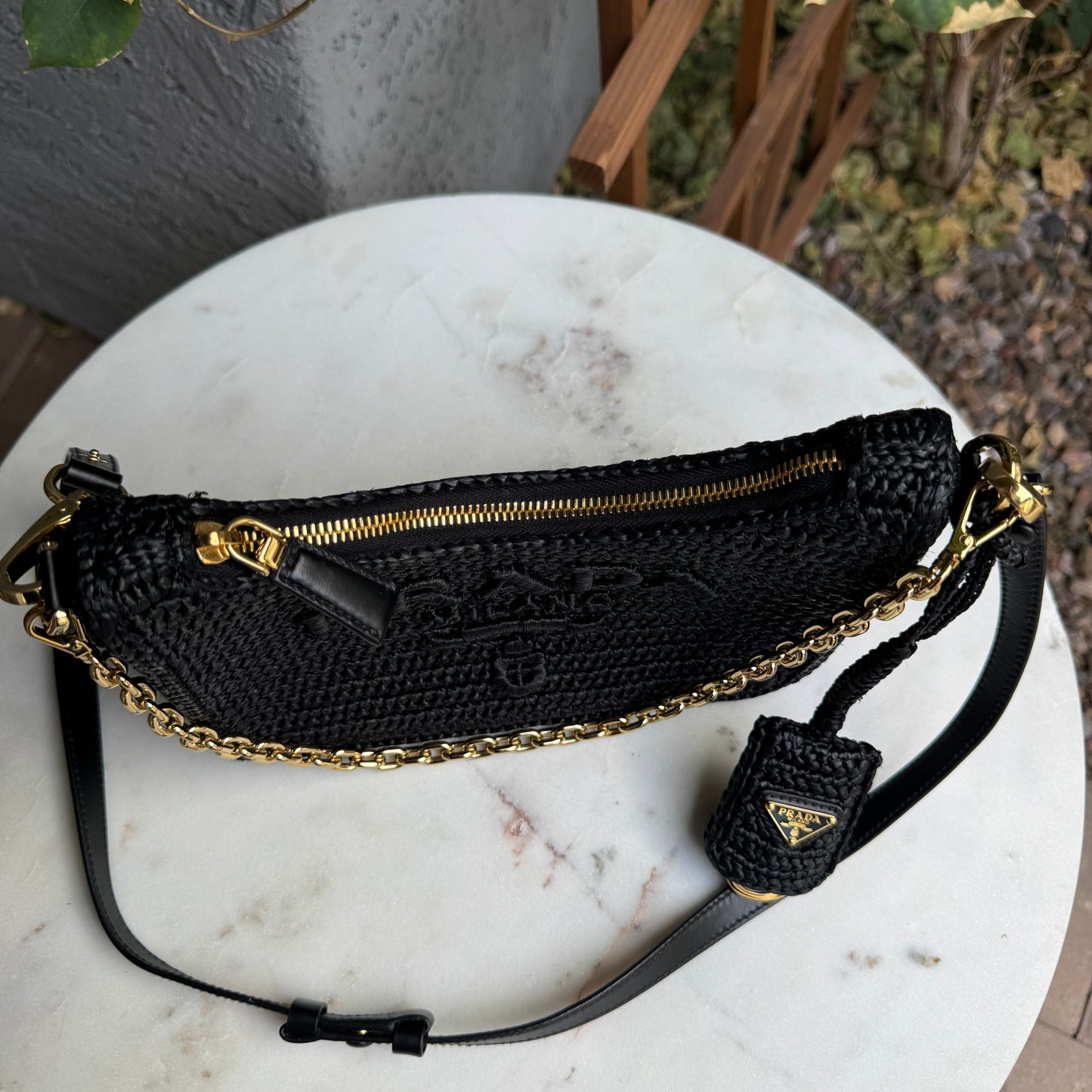 Prada Re-Edition Mini Crochet Raffia Crossbody Bag