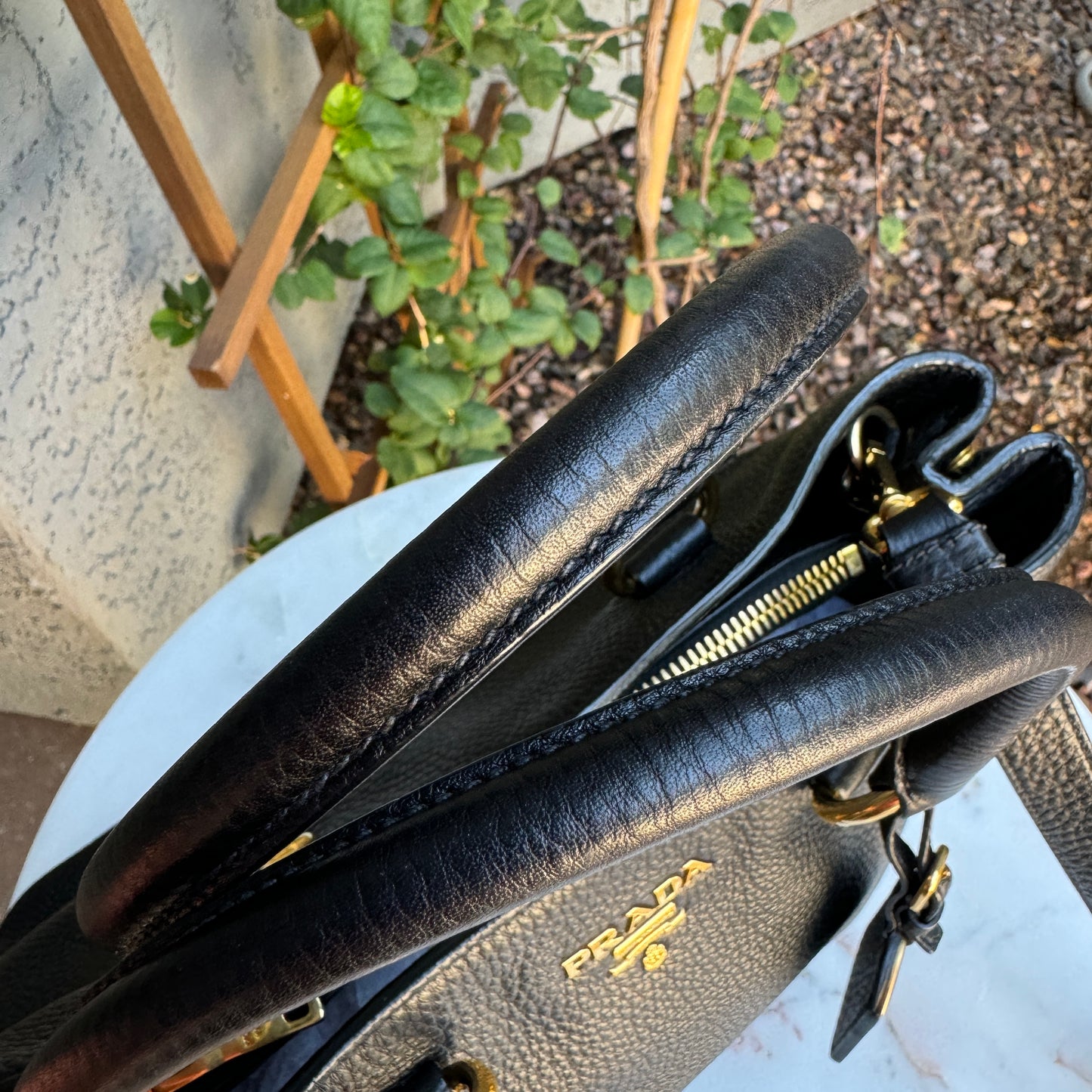 Prada Pebbled Leather Vitello Daino Crossbody