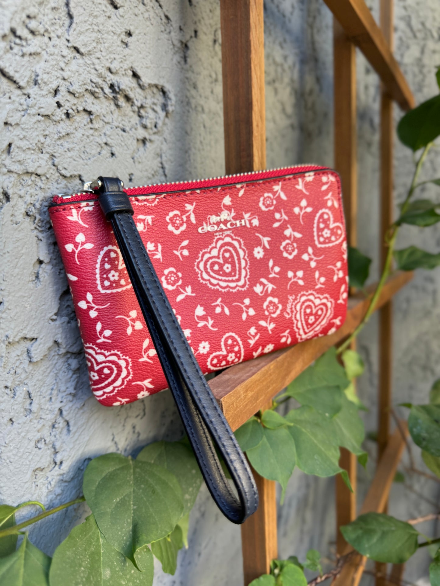 Coach Paisley Bandana Leather Wristlet Wallet