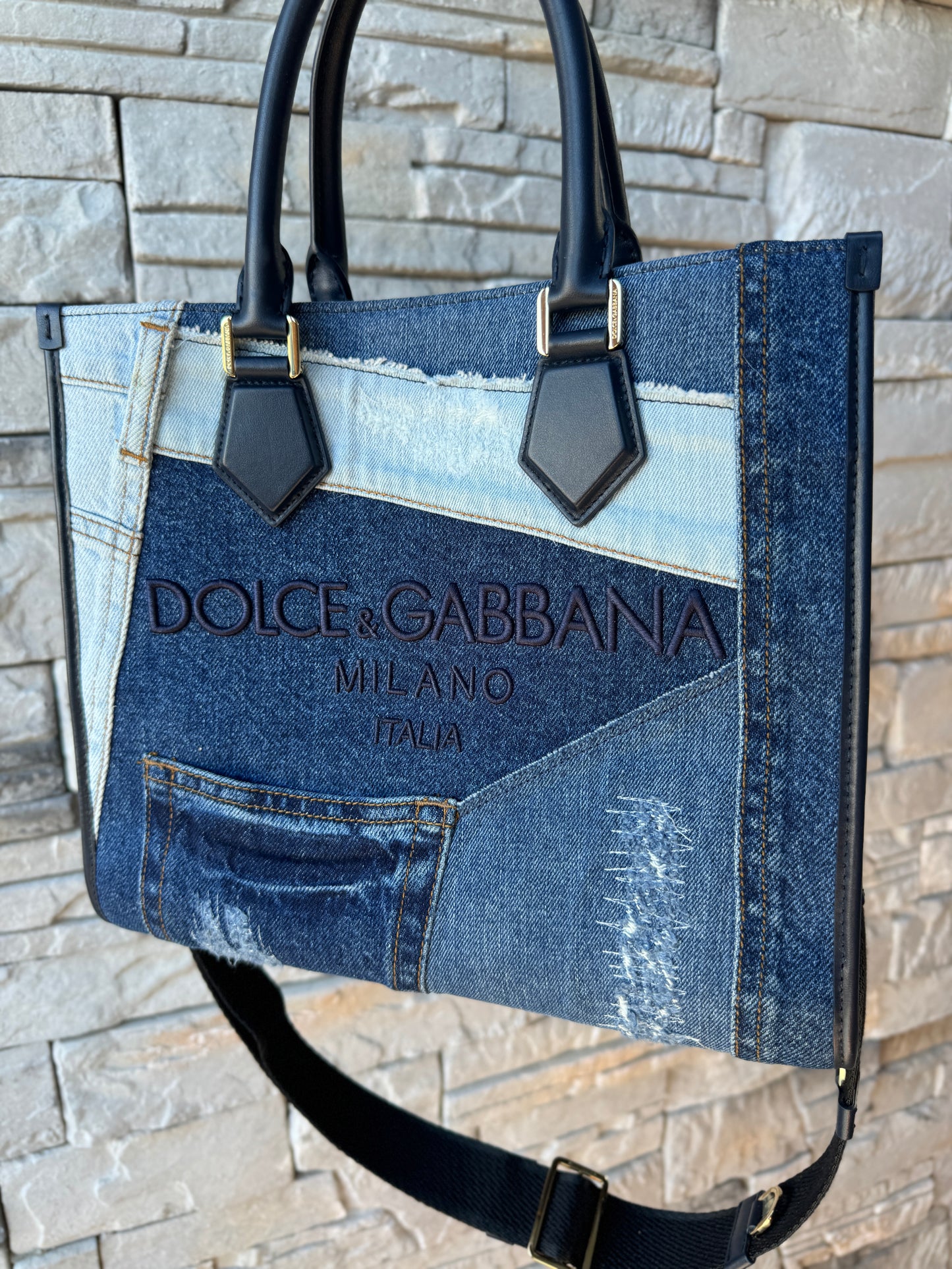 Dolce & Gabbana Patchwork Denim Shopper Tote