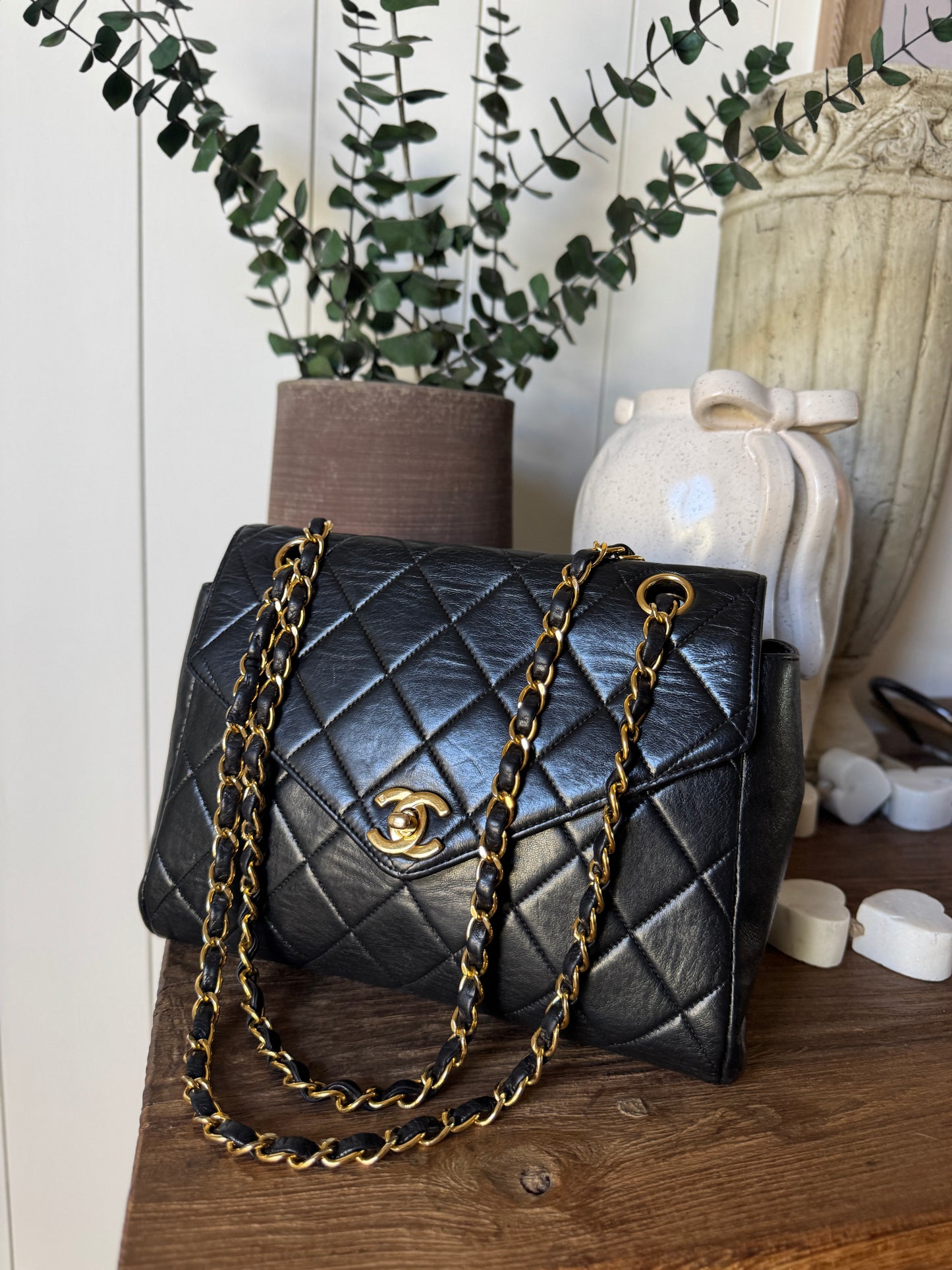 Chanel Vintage Quilted Lambskin Leather Classic Envelope Flap Shoulder Bag