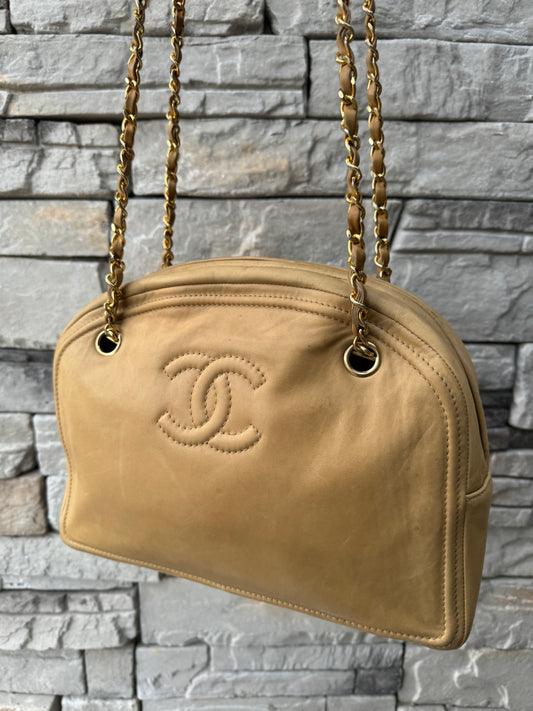 Chanel Vintage CC Chain Leather Shoulder Bag