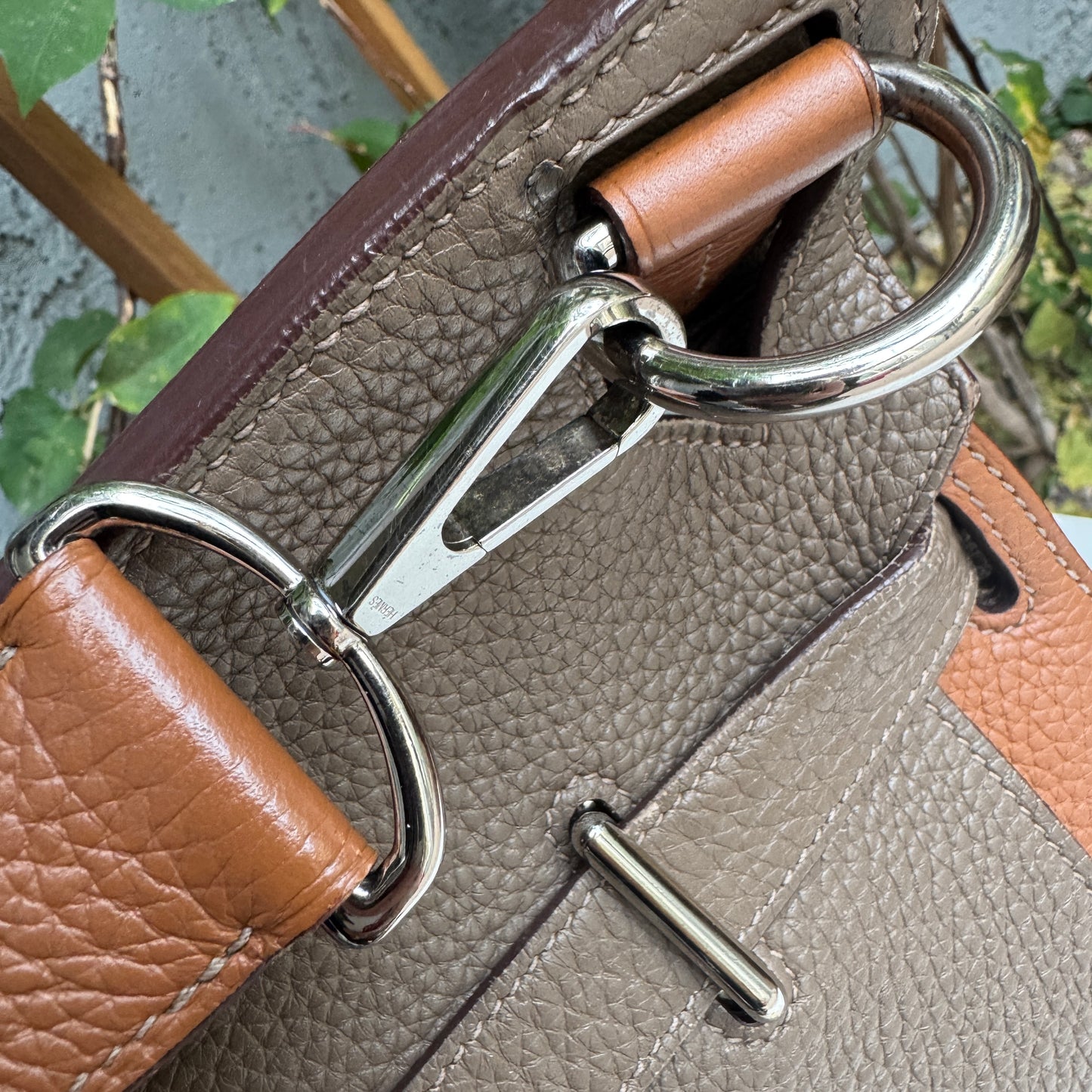 Hermès Jypsiere 34 Bicolor Pebbled Clemence Leather Crossbody