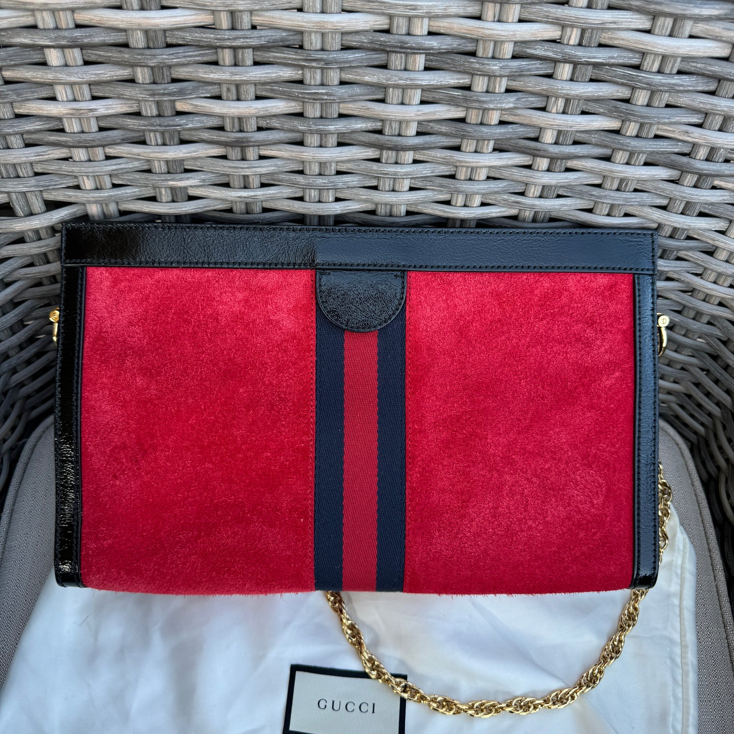 Gucci Suede Medium Ophidia Chain Shoulder Bag